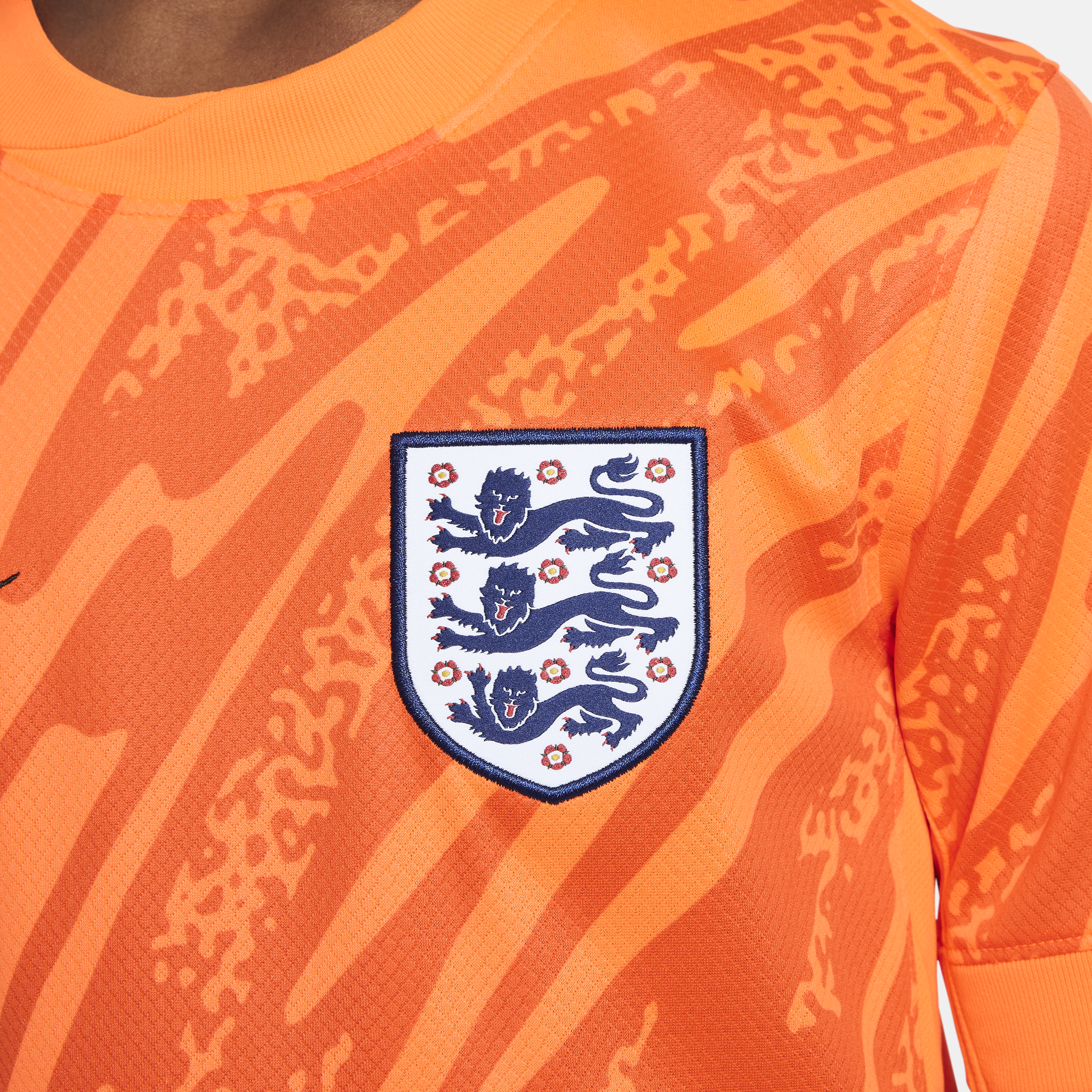 Maillot de foot à manches courtes replica Nike Dri-FIT Angleterre (Équipe féminine) 2024/25 Stadium Gardien de but pour ado - Orange