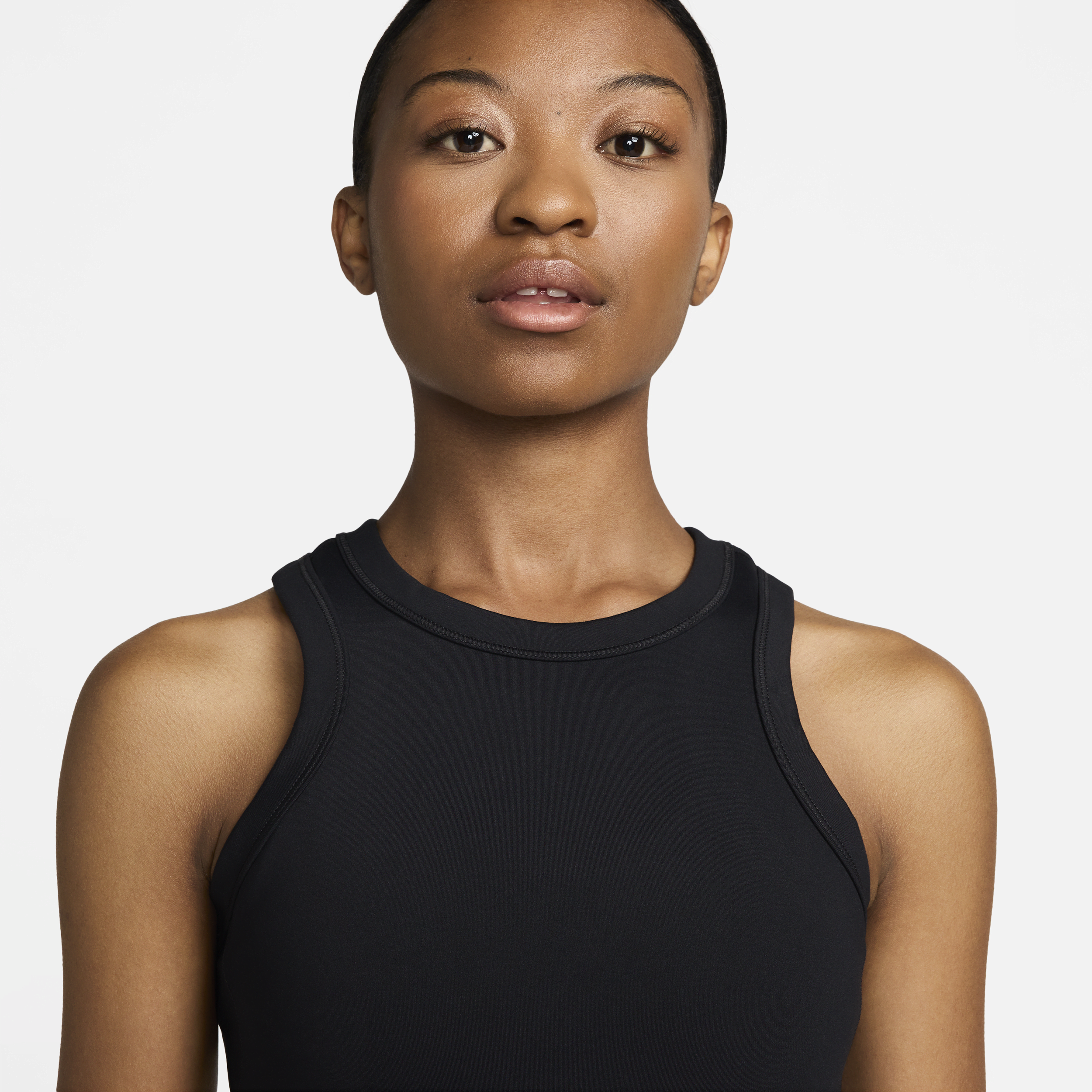 Nike One Fitted korte tanktop met Dri-FIT voor dames Zwart