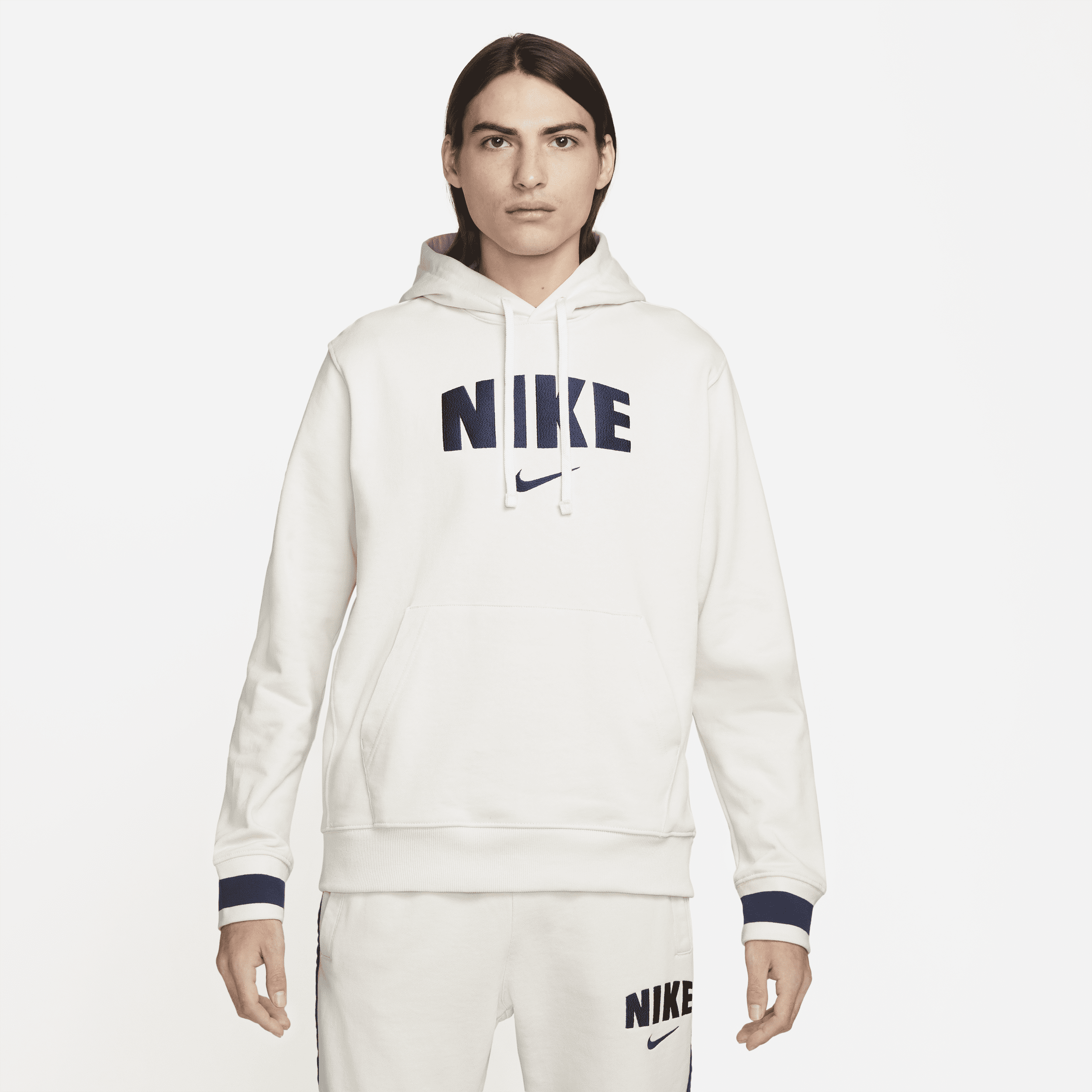 Męska dzianinowa bluza z kapturem w stylu retro Nike Sportswear - Szary