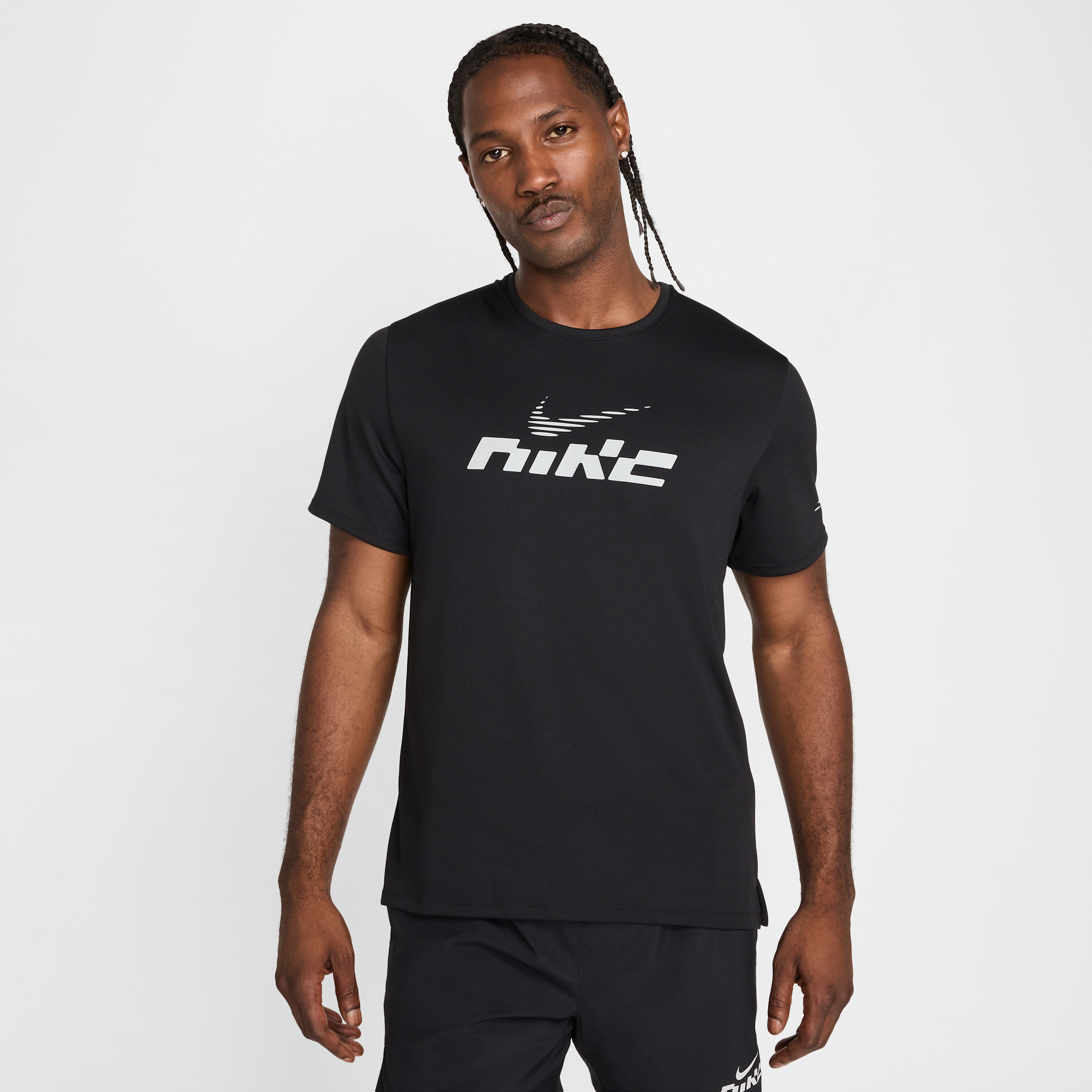 Thumbnail - Nike Miler Flash Dri-FIT UV Kurzarm-Laufoberteil (Herren) - Schwarz