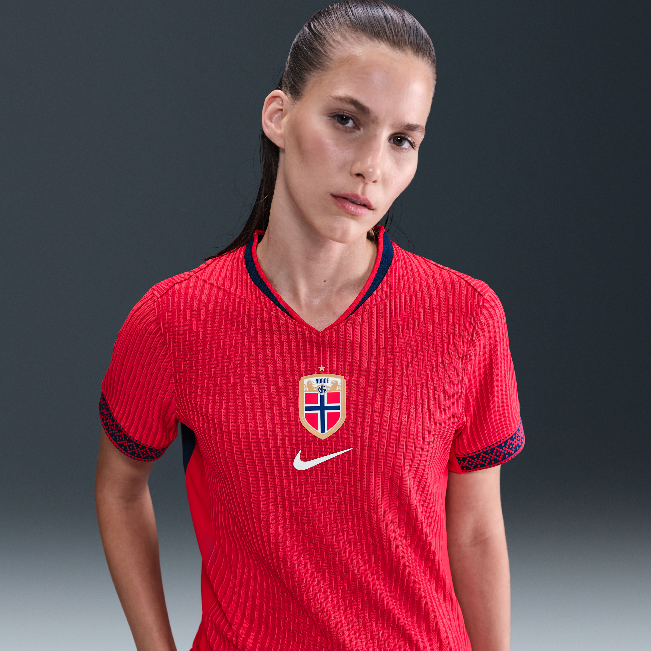 Norway 2025 Match Home (Womens Team) Womens Nike Dri-FIT ADV Football Authentic Shirt - Red - Polyester
