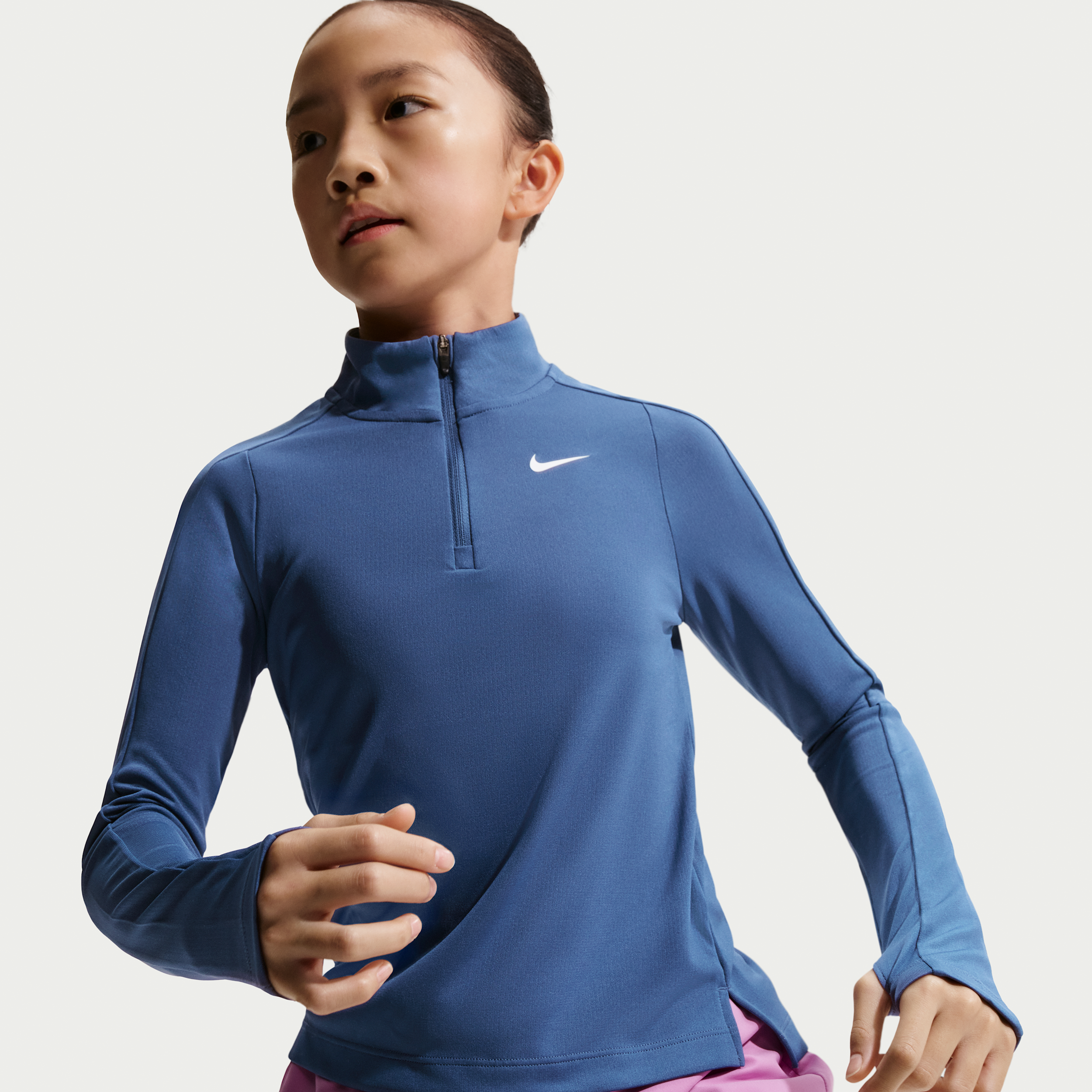 Thumbnail - Nike Dri-FIT Longsleeve mit Viertelreißverschluss (Mädchen) - Blau
