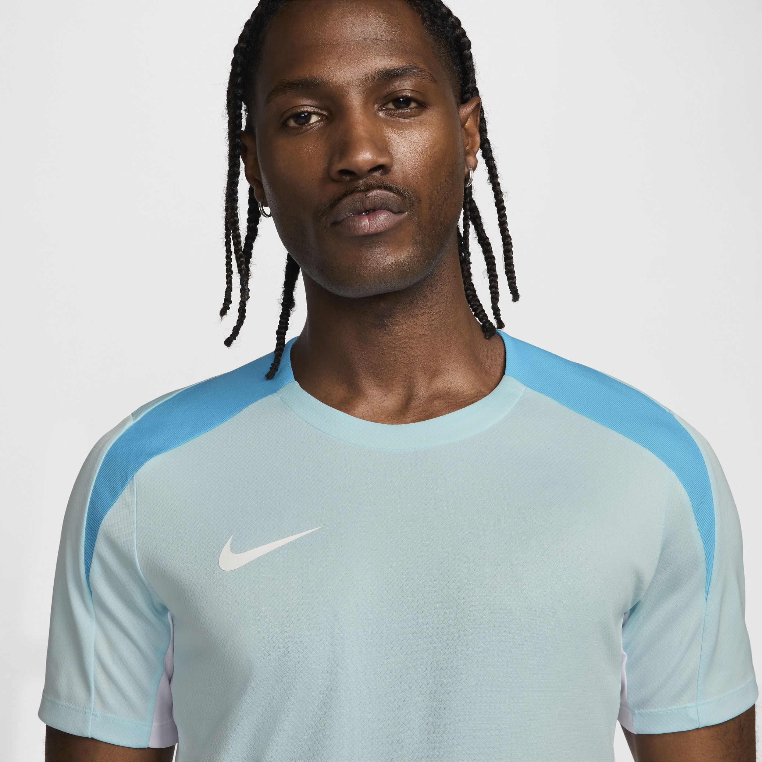 Haut de foot à manches courtes Dri-FIT Nike Strike pour homme - Bleu