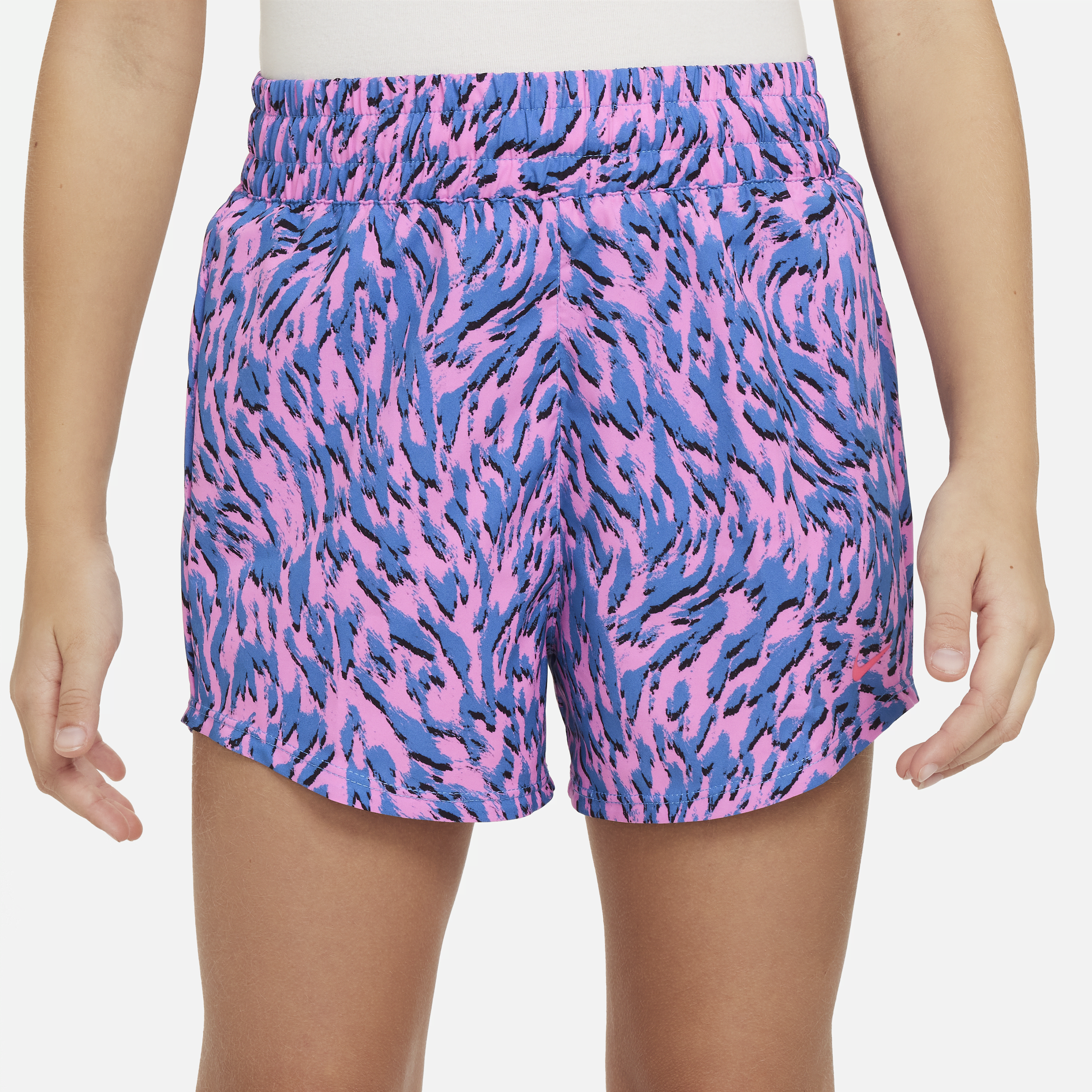 Nike One geweven shorts met hoge taille voor meisjes Roze