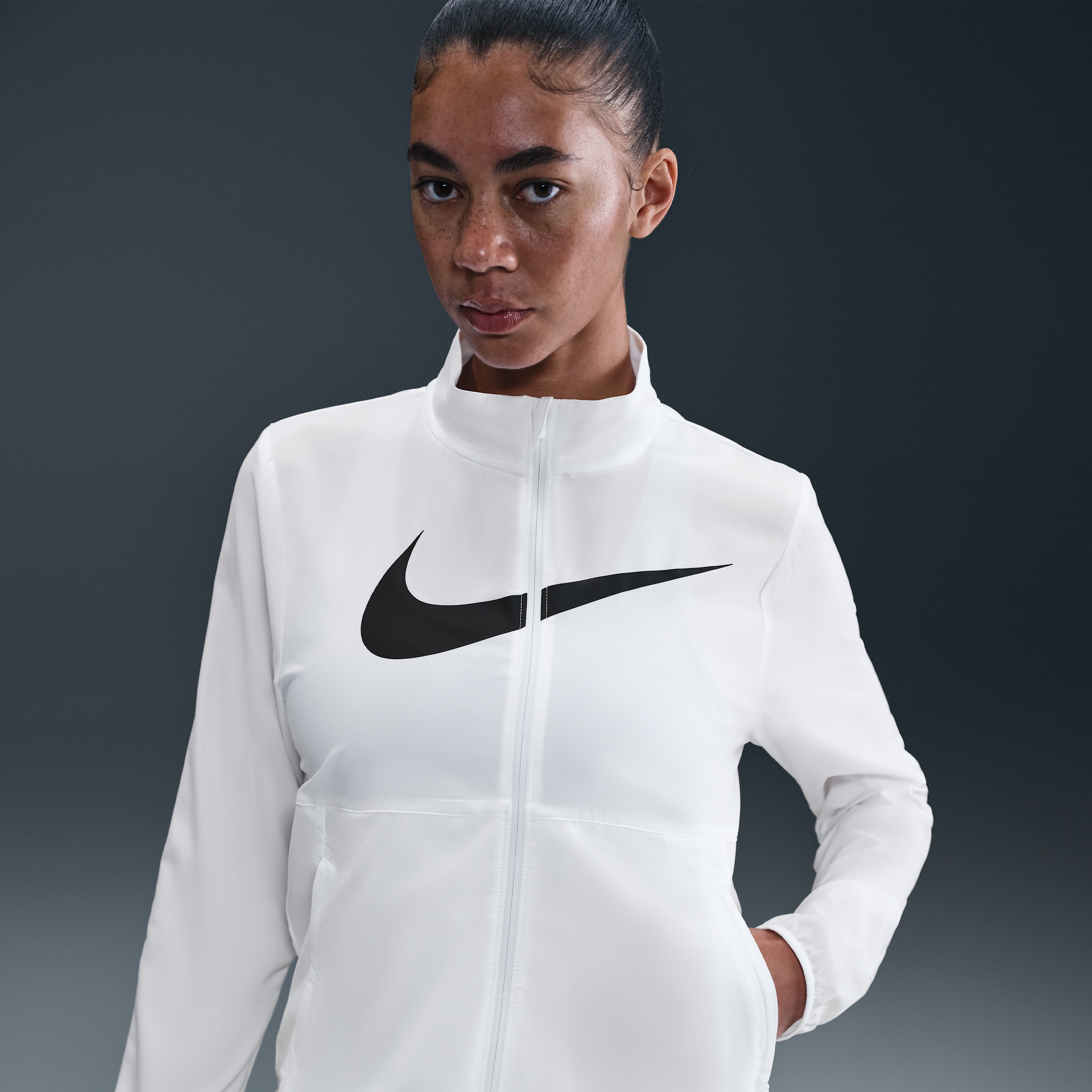 Thumbnail - Nike Tempo Swoosh Run Dri-FIT Laufjacke (Damen) - Weiß