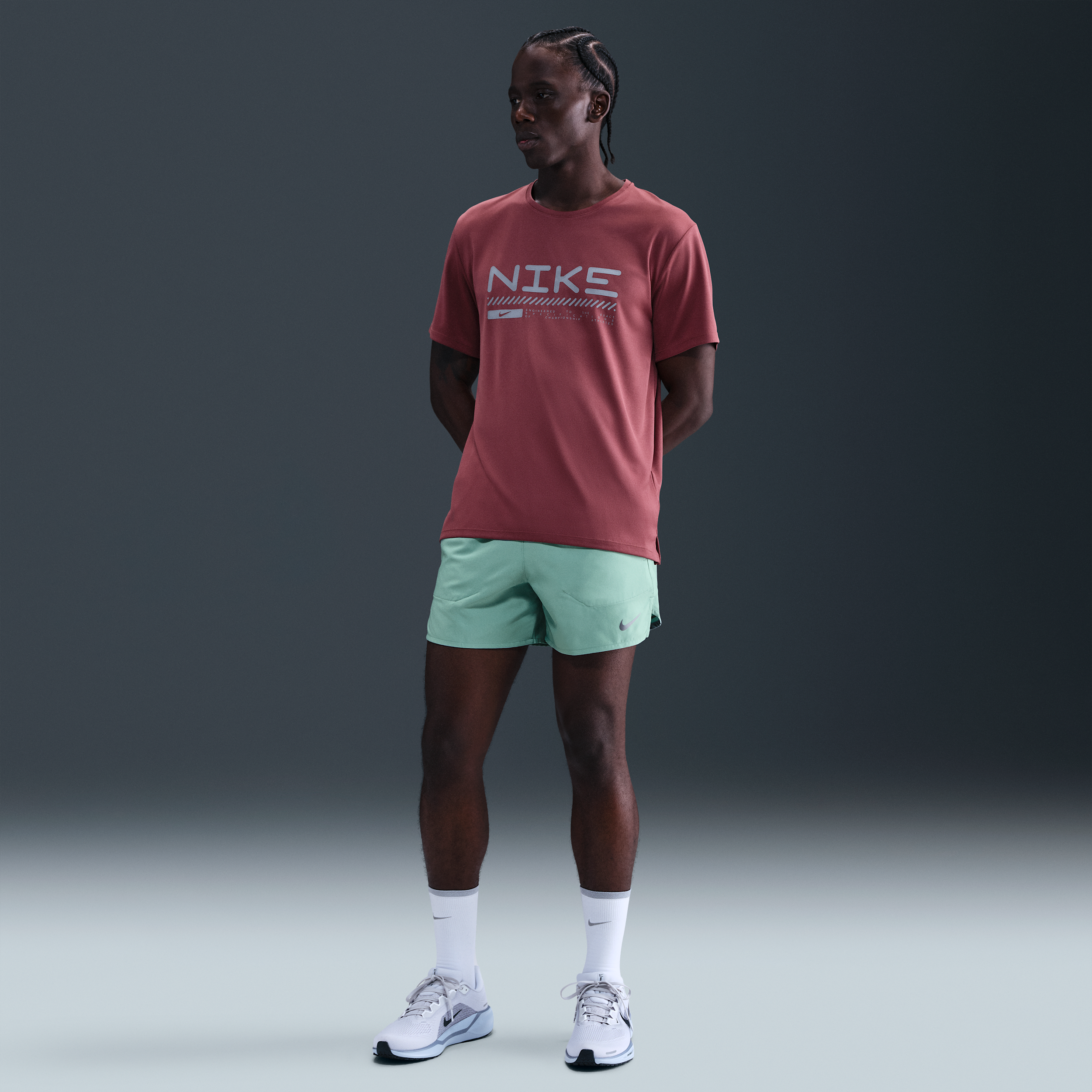 Nike Stride Mens Dri-FIT 13cm (approx.) Brief-Lined Running Shorts - Green - Polyester