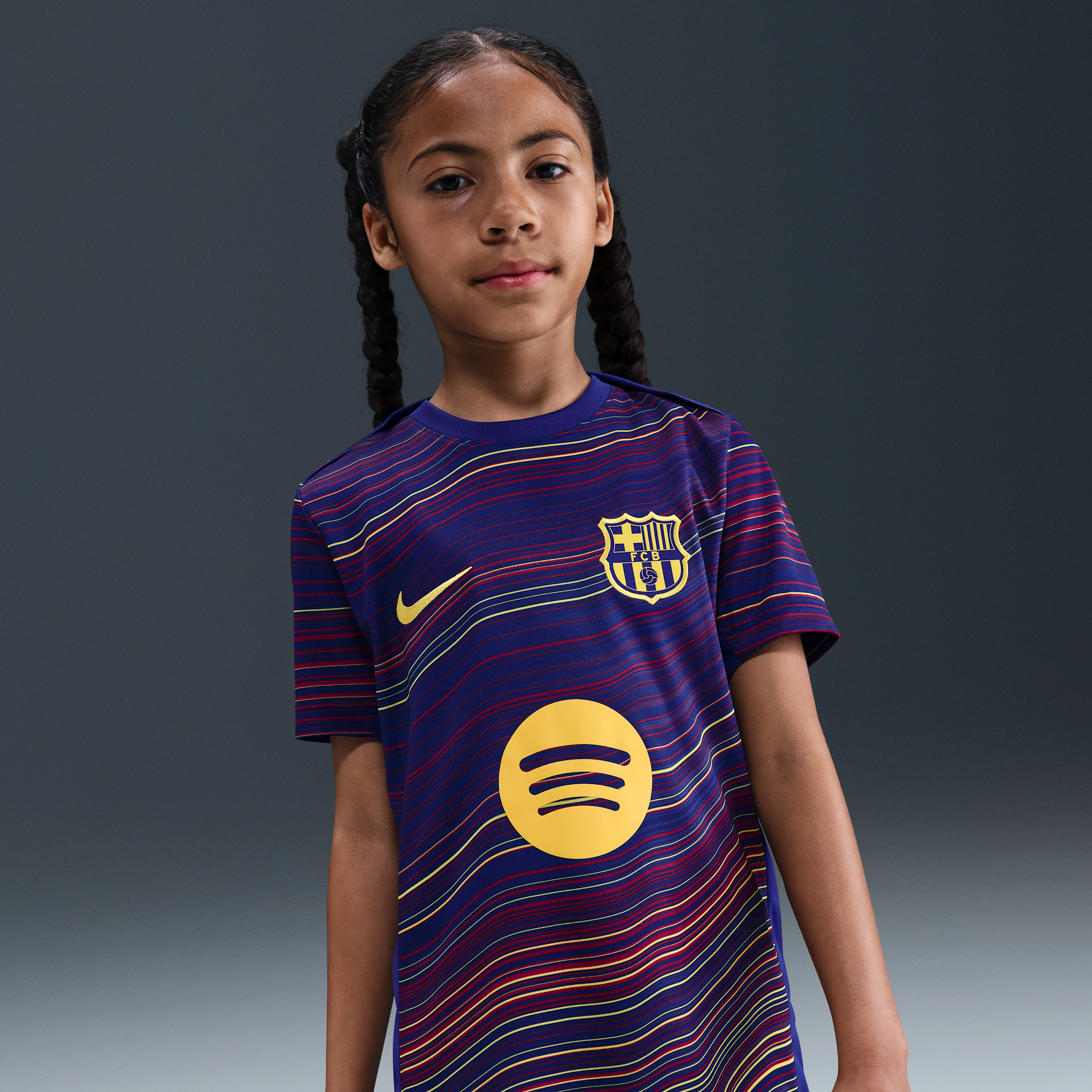 Nike FC Barcelona Academy Pro Thuis  Dri-FIT warming-uptop met korte mouwen voor kids - Blauw