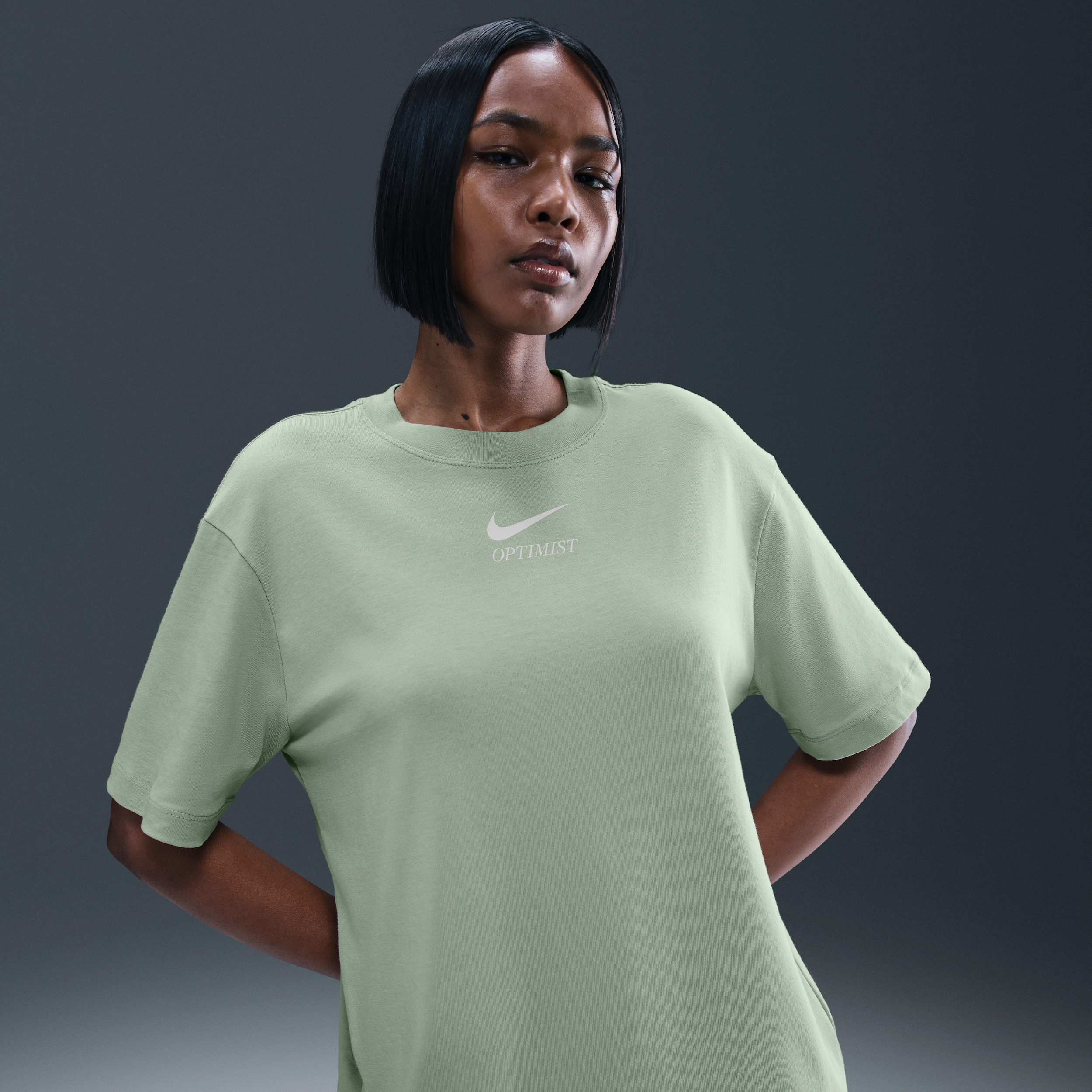 Nike Womens T-Shirt - Green - Cotton