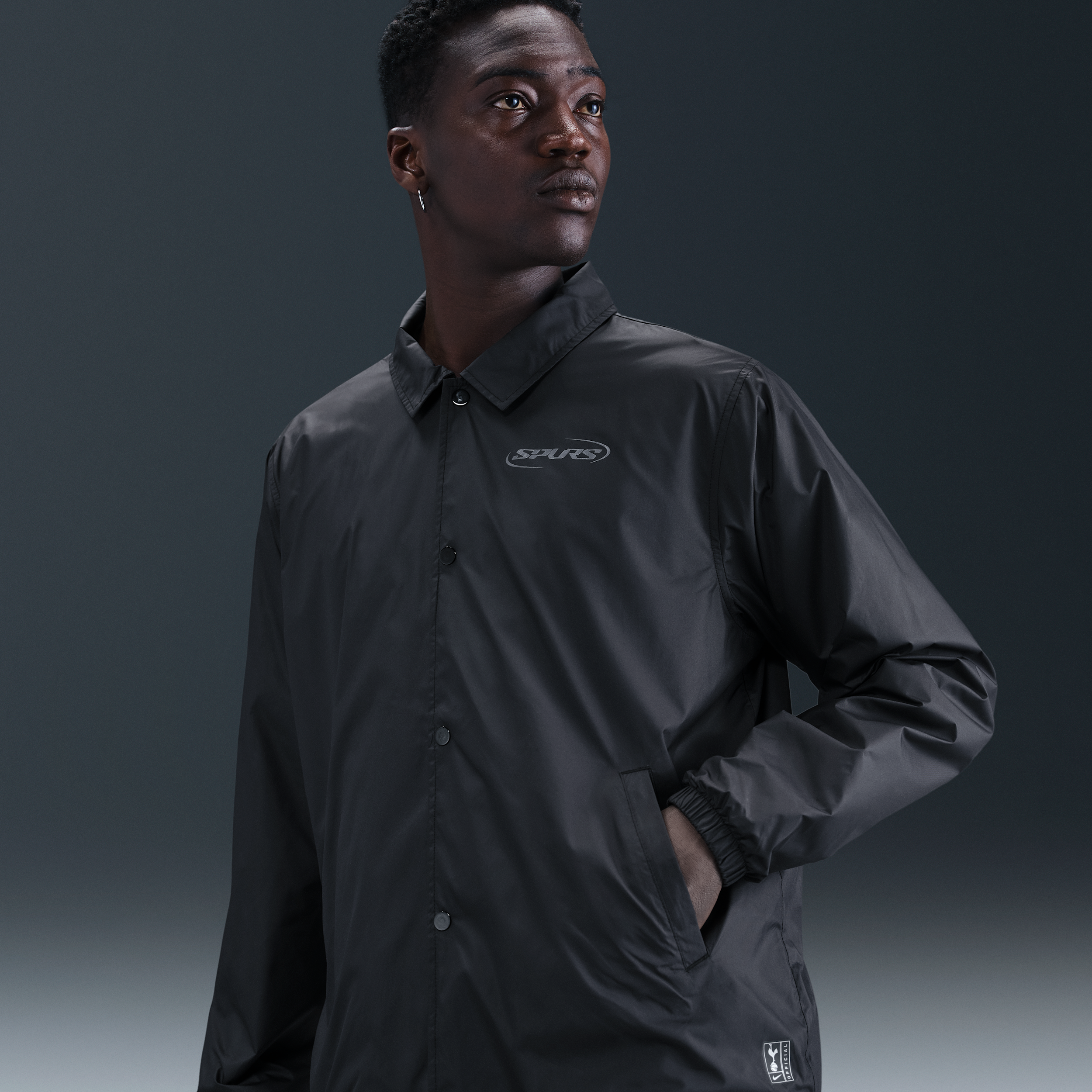 Tottenham Hotspur Club Mens Nike Football Coaches Jacket - Black - Polyester