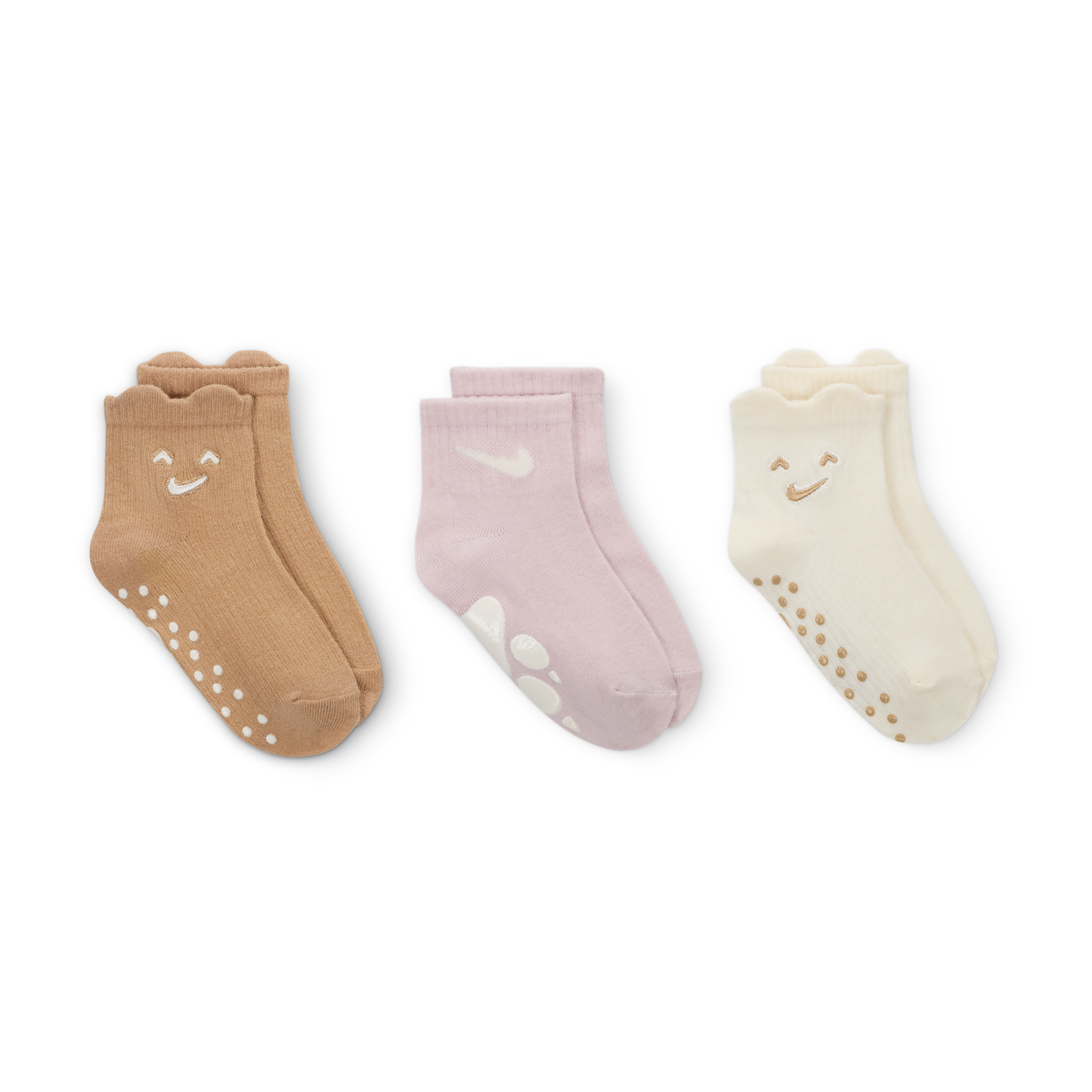 Thumbnail - Nike Cozy Comfort gerippte Gripsöckchen (Babys, 0–6 M, 3 Paar) - Braun