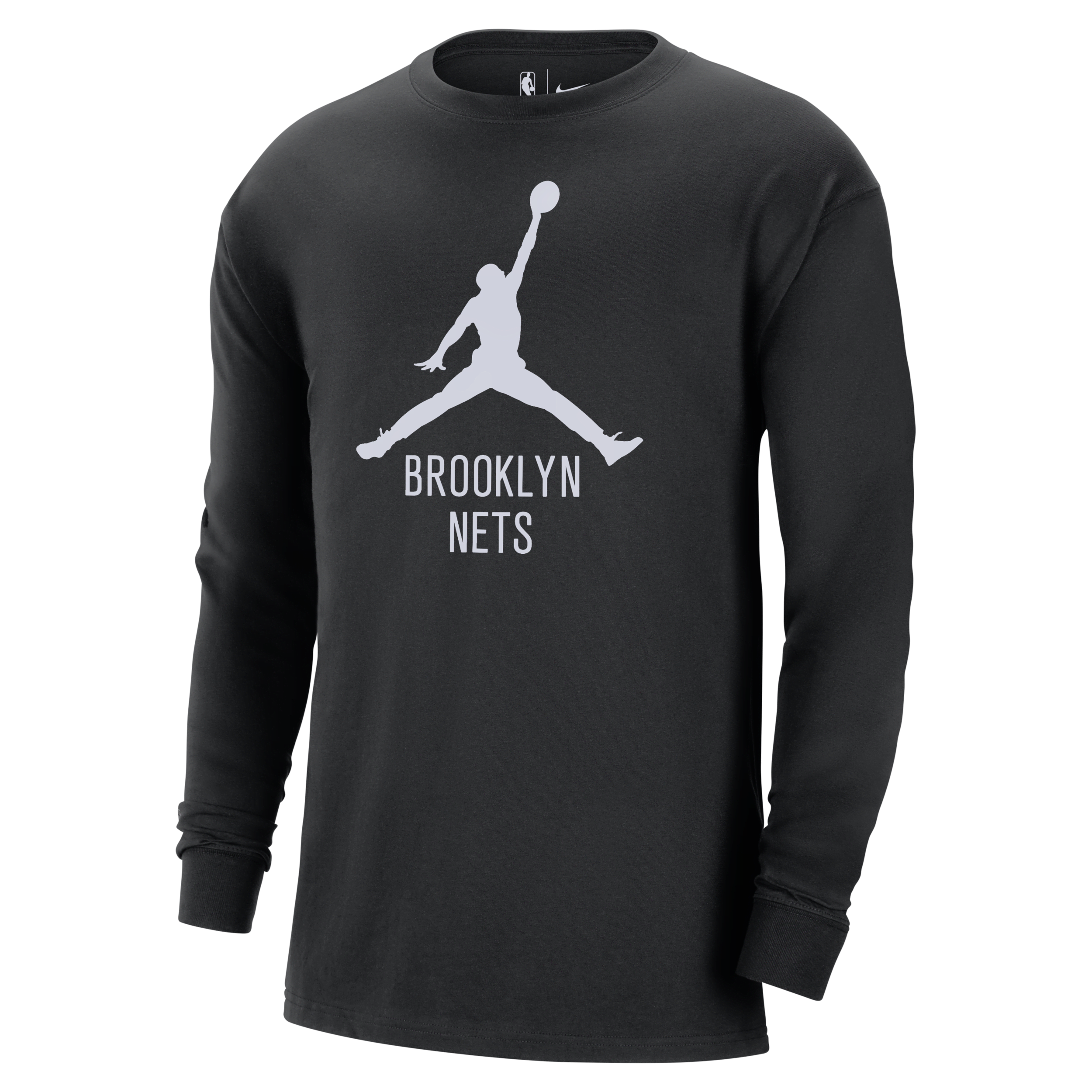 Jordan Brooklyn Nets Essential NBA-herenshirt met lange mouwen Zwart