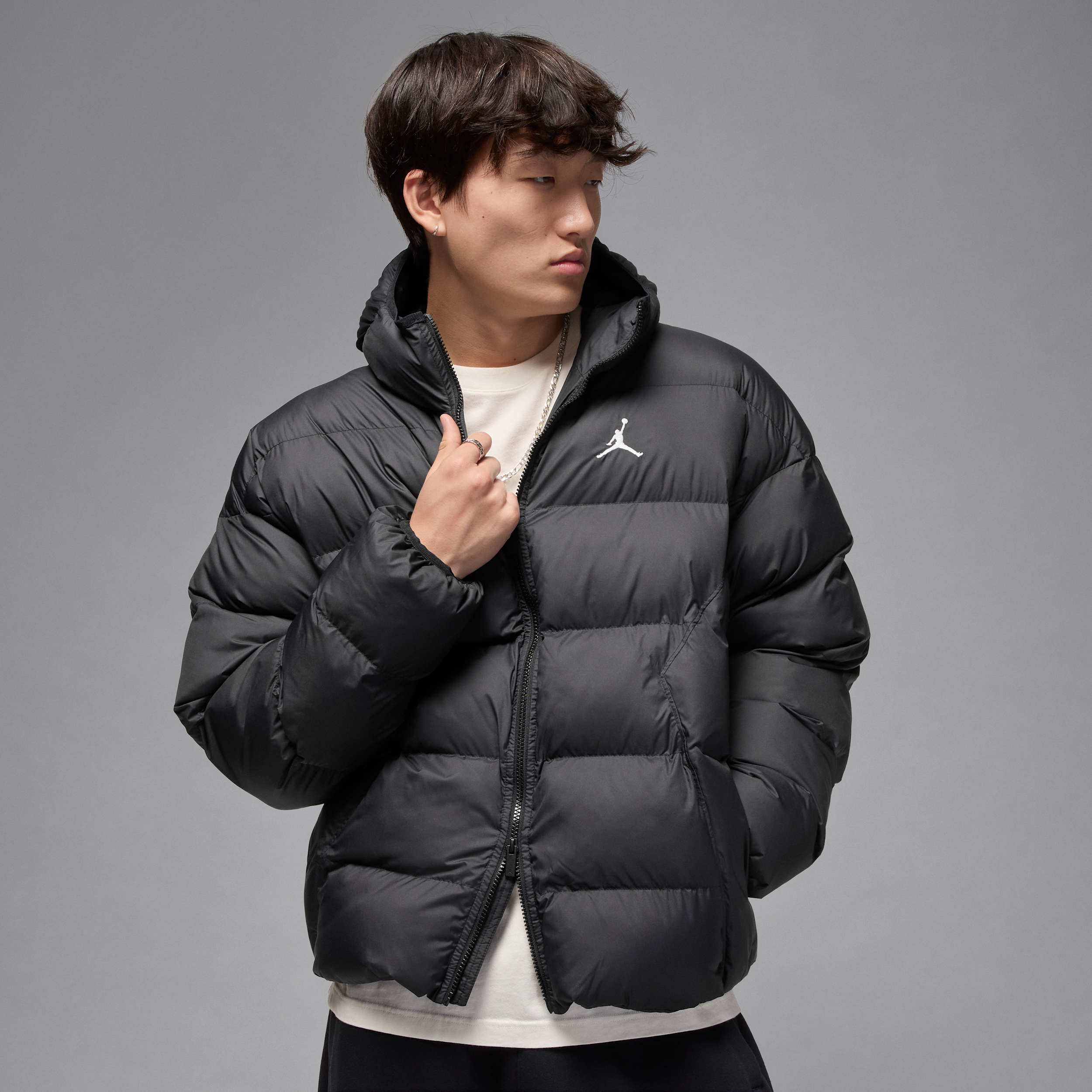 Nike Jordan Brooklyn Mens Therma-FIT Puffer Jacket - Black - Polyester