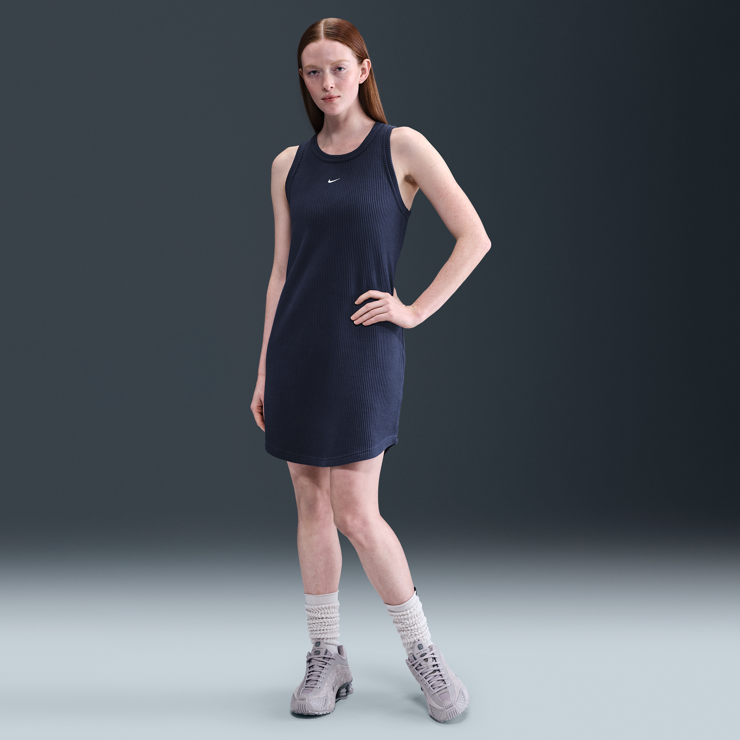 Thumbnail - Nike Chill Knit Tanktop-Dress mit Waffelstruktur (Damen) - Blau