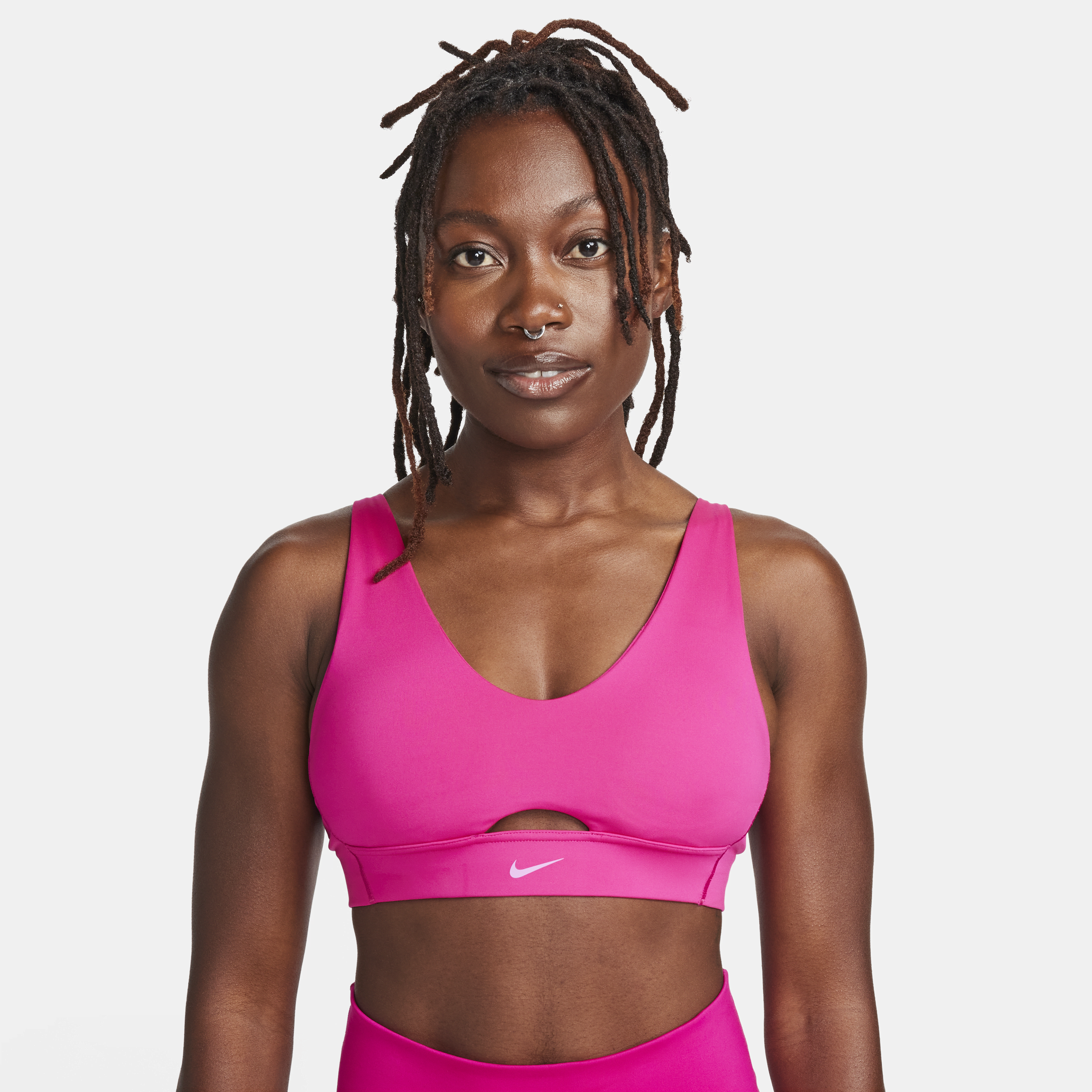 Nike Indy Plunge Cutout Padded sport-bh met medium ondersteuning Roze