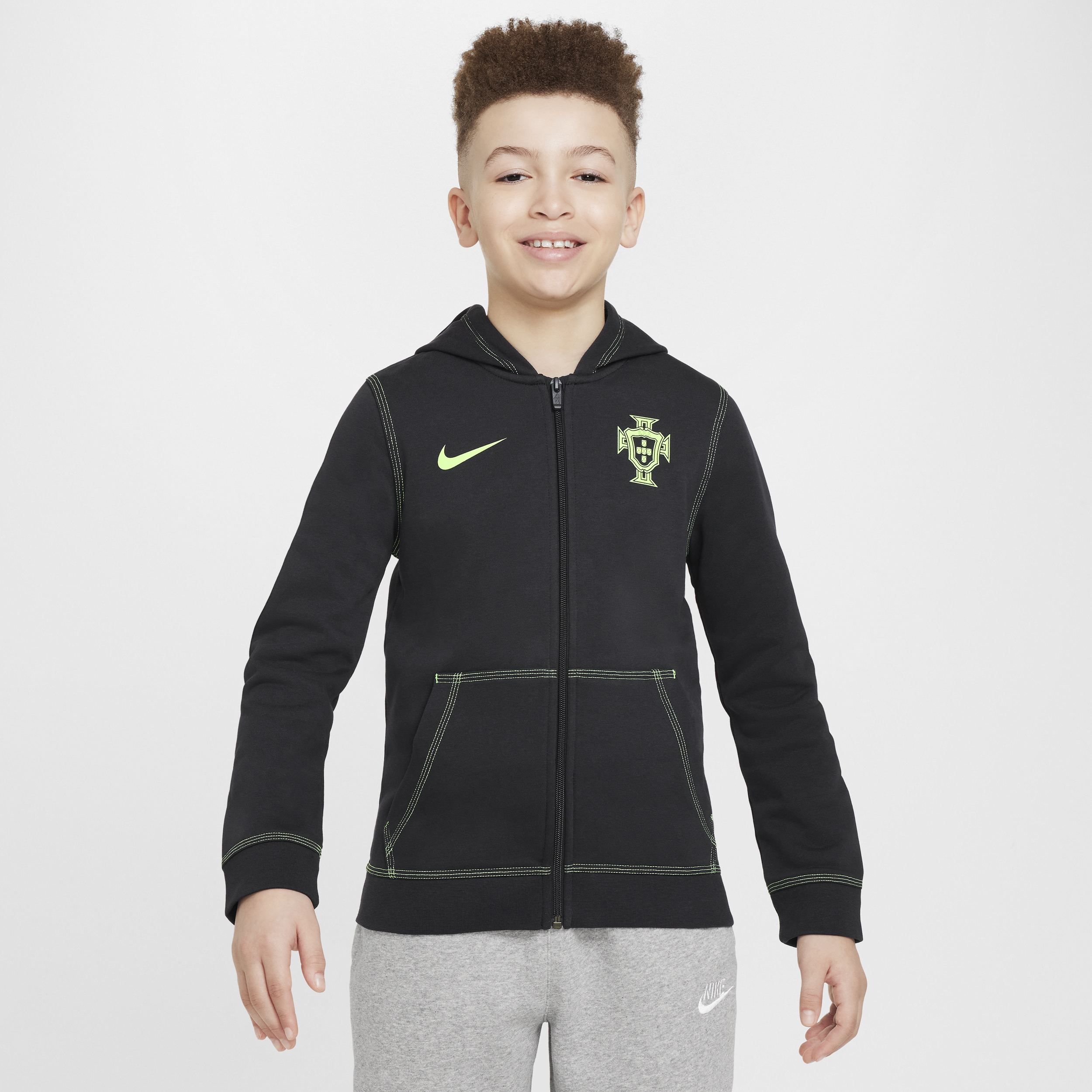 Nike Portugal hoodie van sweatstof met rits over de hele lengte voor jongens Blauw