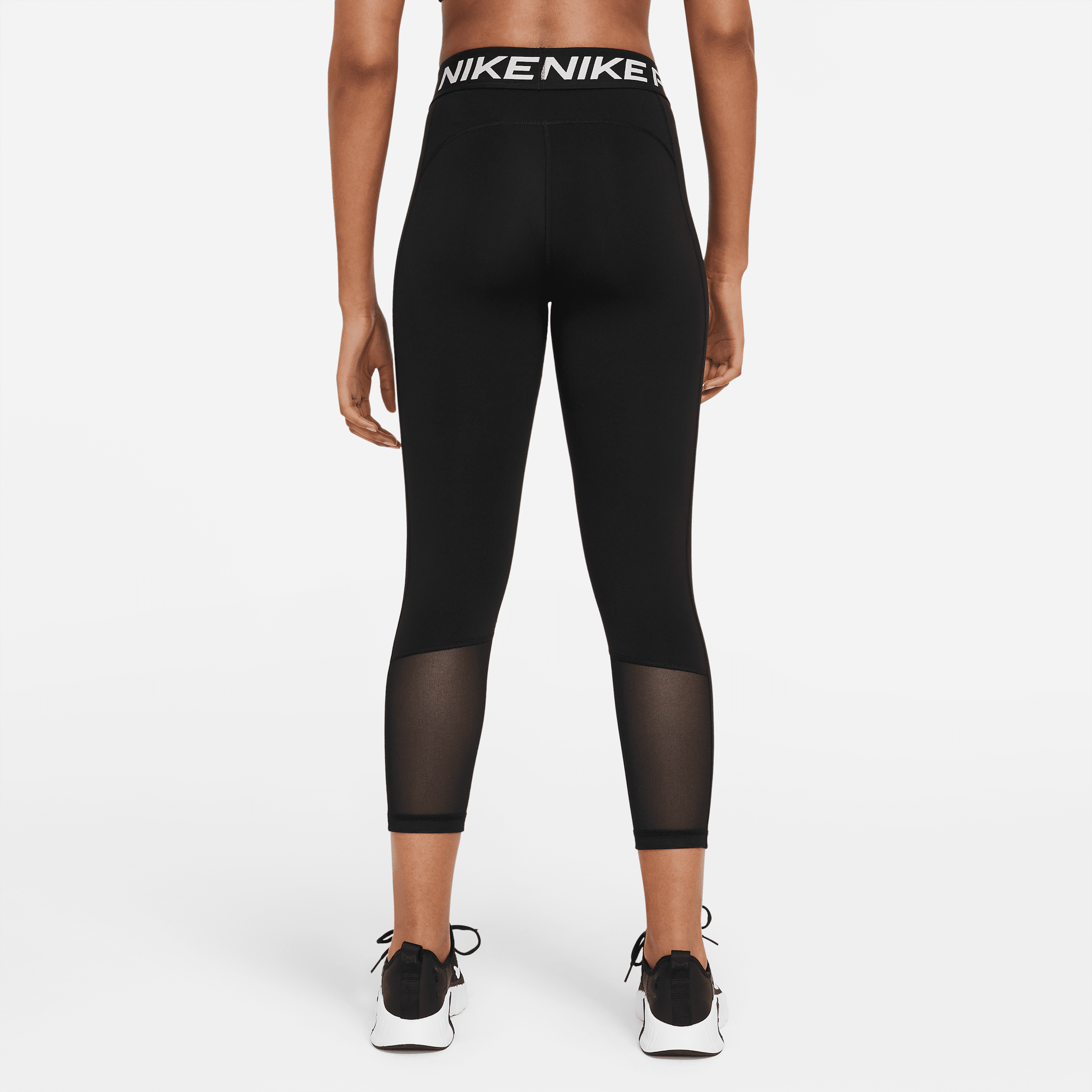 Legging court taille mi-haute à empiècements en mesh Nike Pro pour femme - Noir
