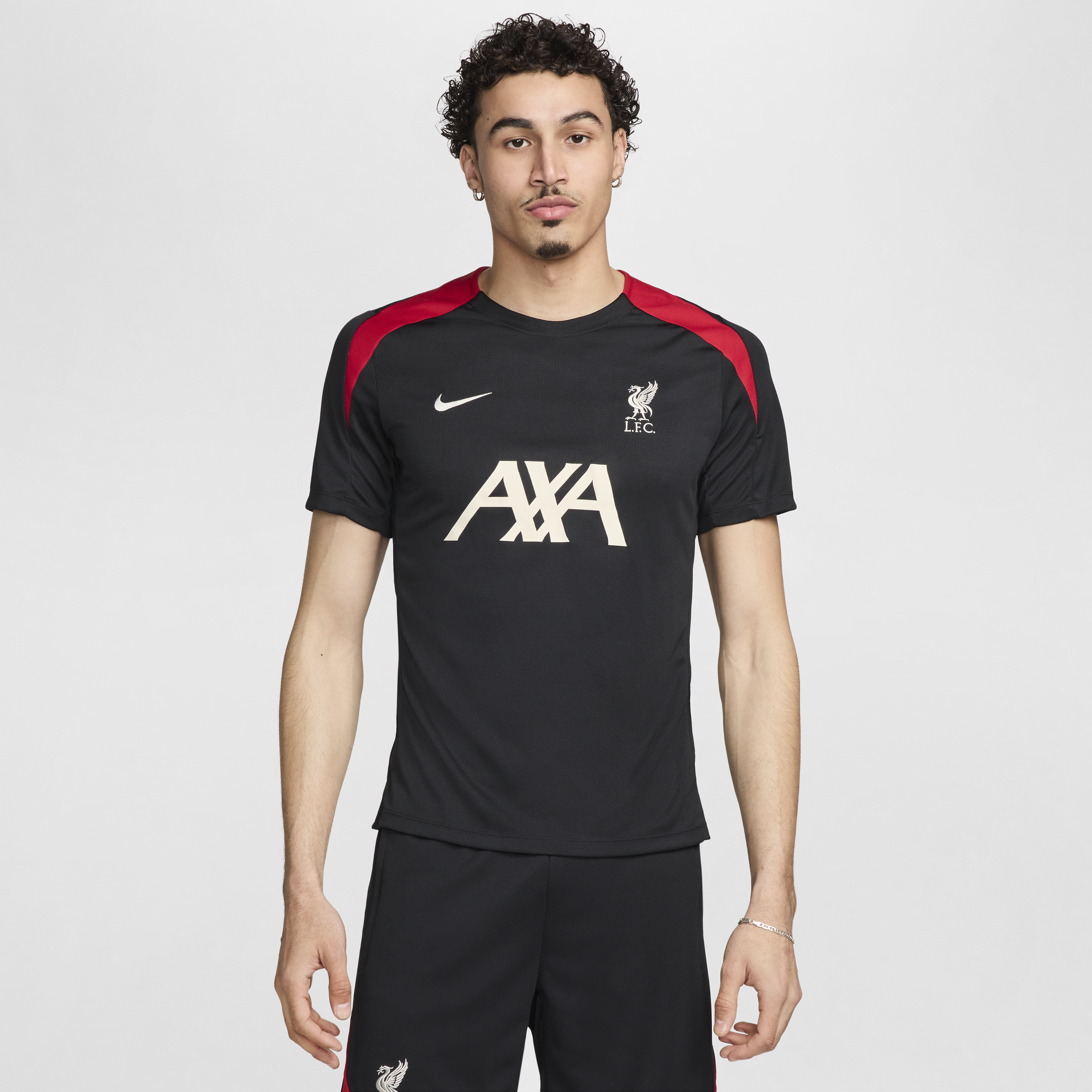 Haut de foot en maille à manches courtes Nike Dri-FIT Liverpool FC Strike pour homme - Noir