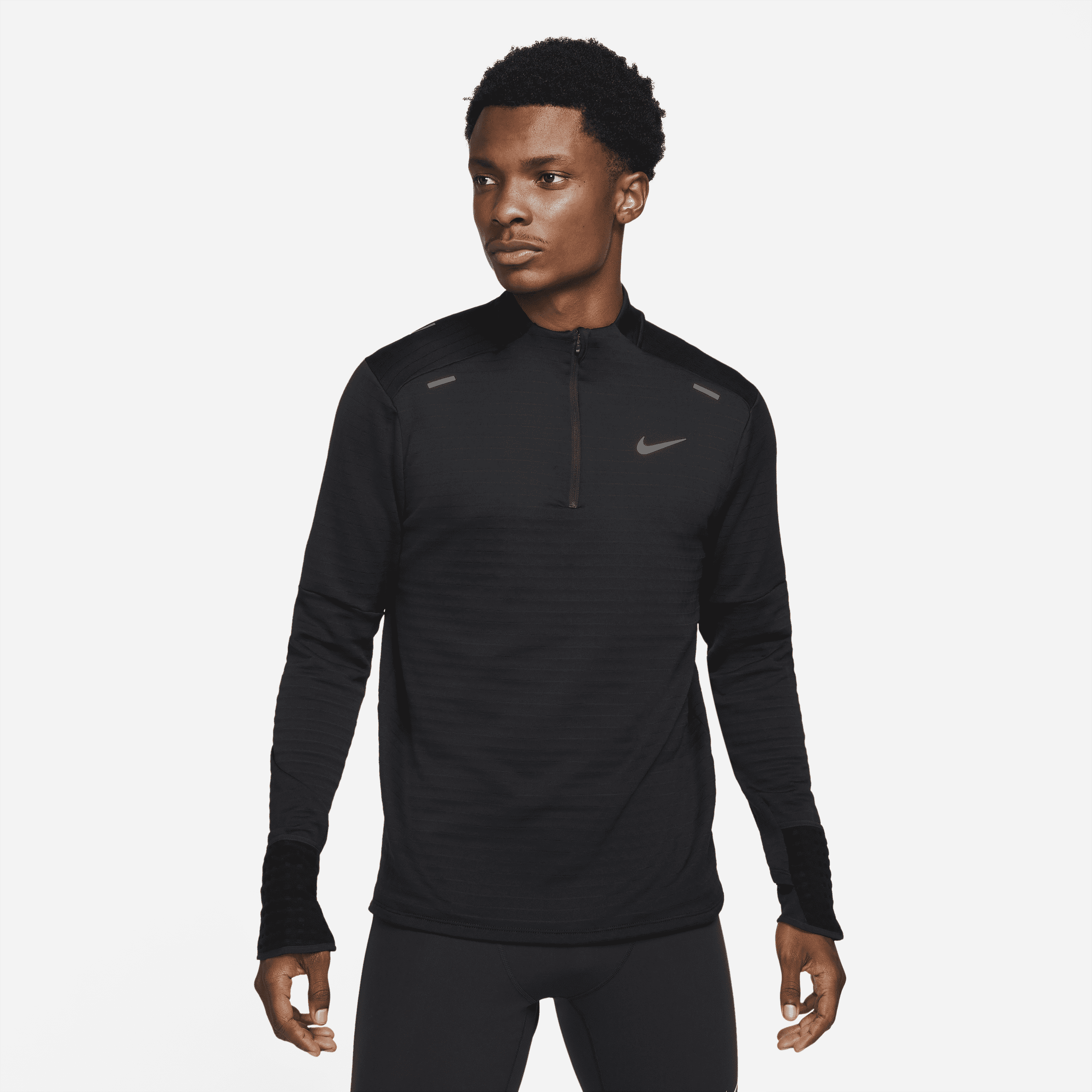 Image of Nike Therma-FIT Repel Hardlooptop met korte rits voor heren - Zwart
