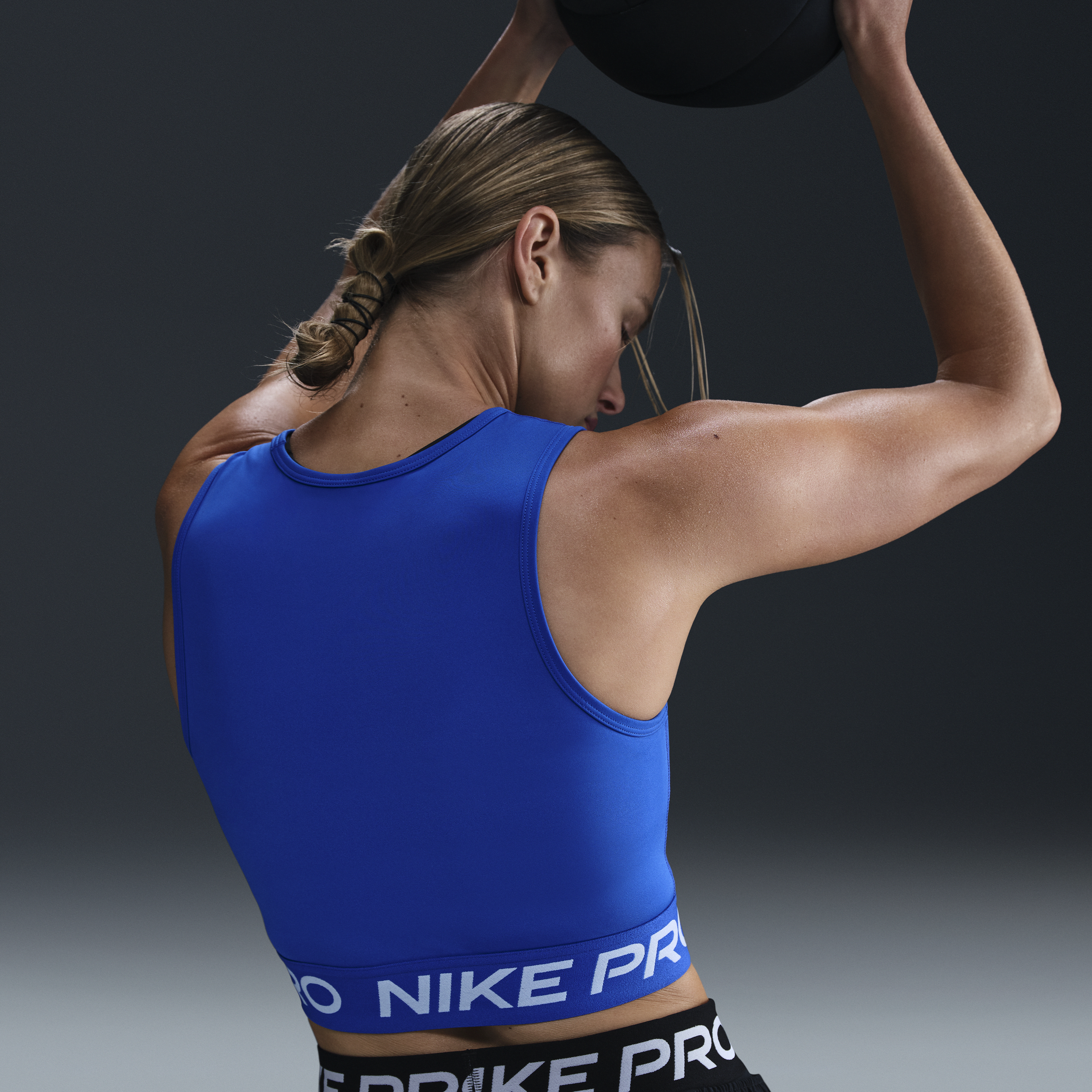 Débardeur court Nike Pro Dri-FIT pour femme - Bleu