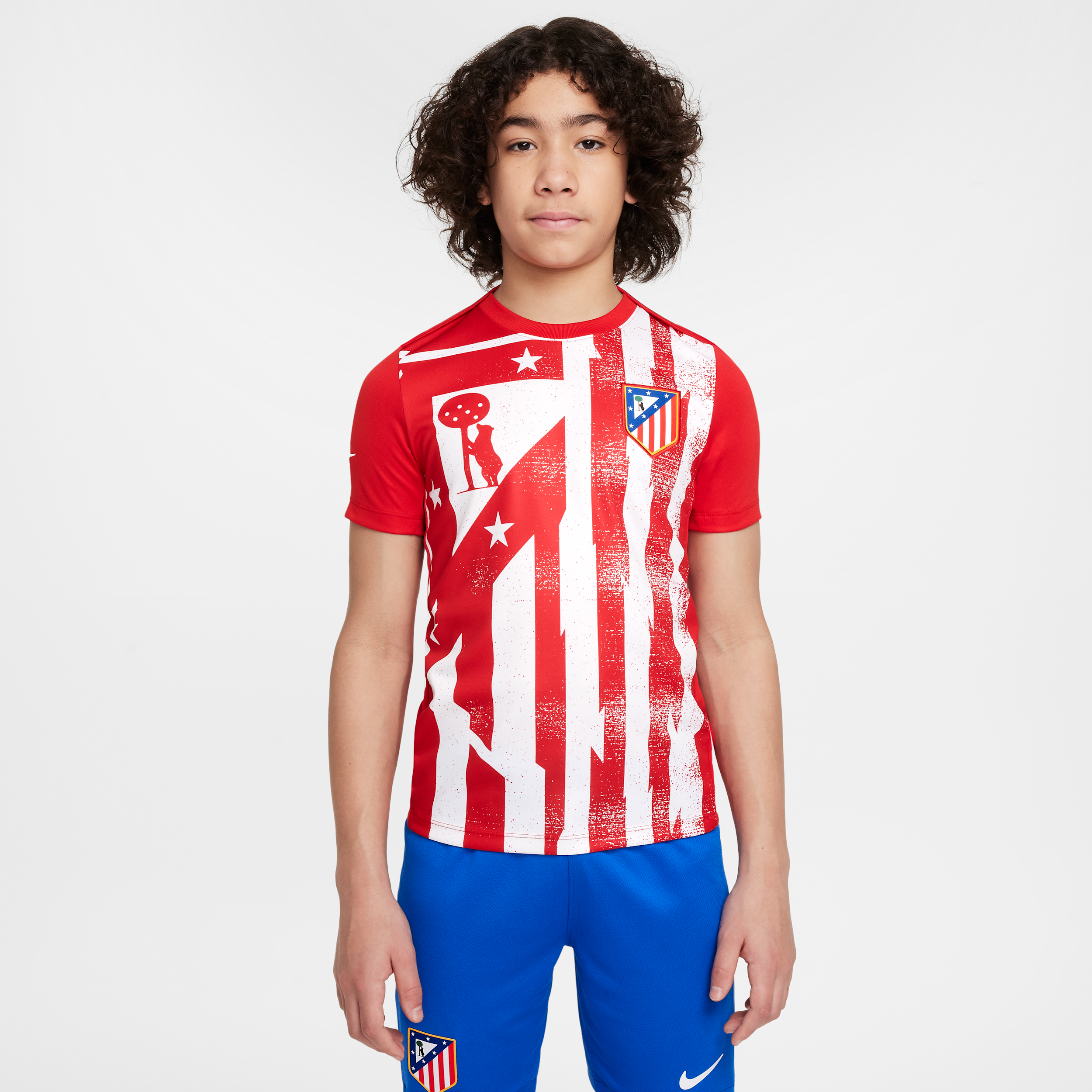 Atlético Madrid Academy Pro Home Older Kids Nike Dri-FIT Football Pre-Match Short-Sleeve Top - Red - Polyester