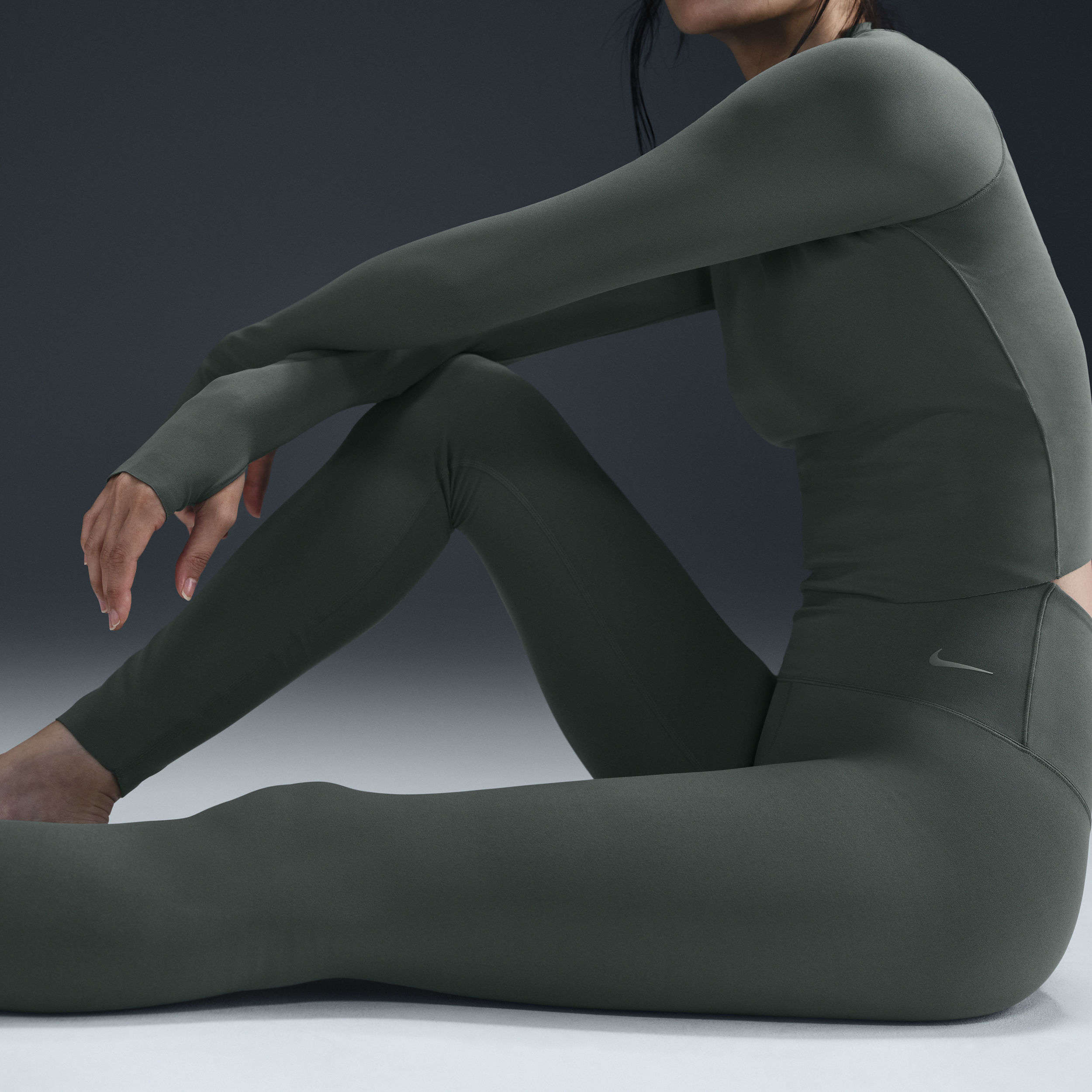 Legging taille haute à maintien léger et coupe longue Nike Zenvy pour femme - Vert