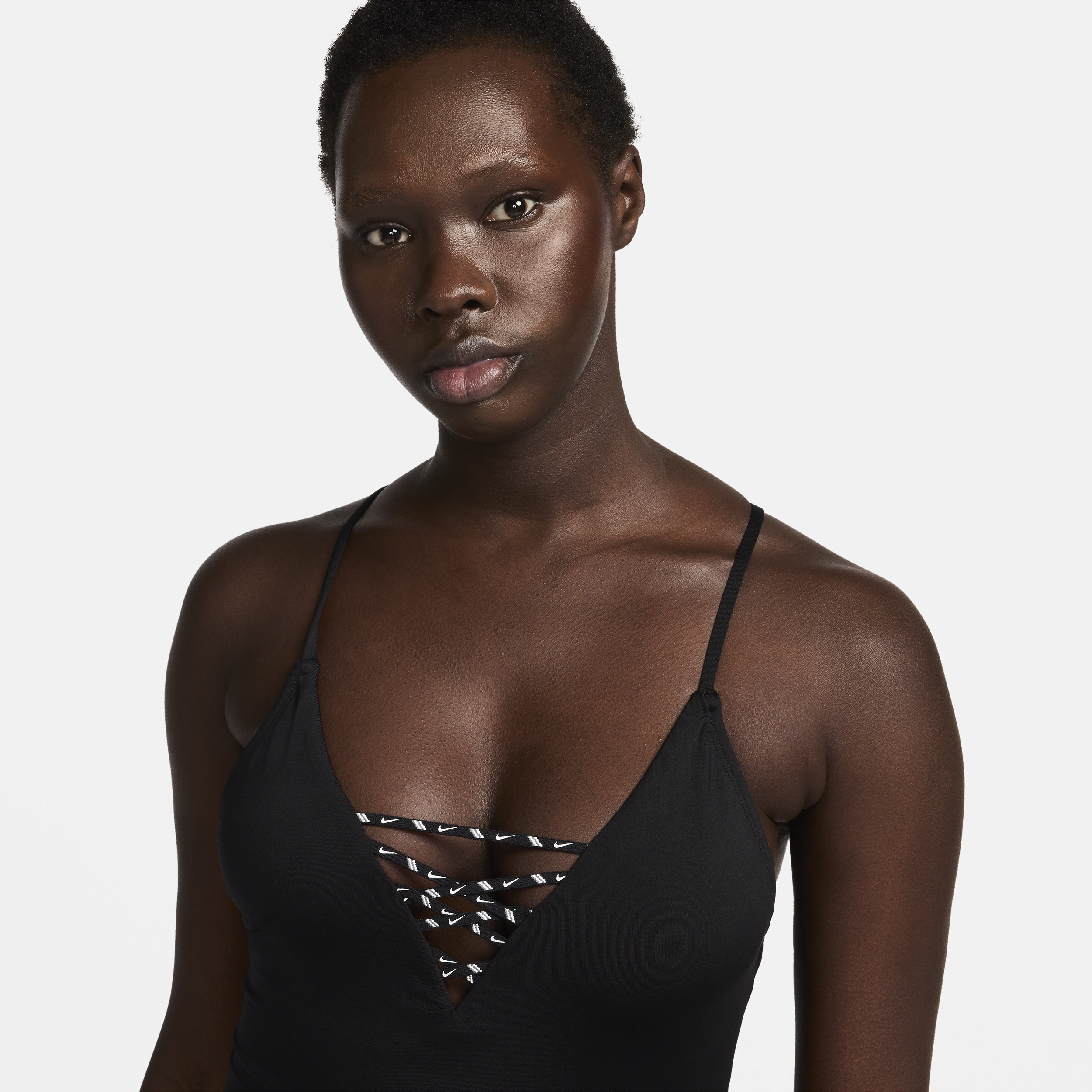 Nike Swim Sneakerkini 2.0 zwempak met gekruist design voor dames Zwart