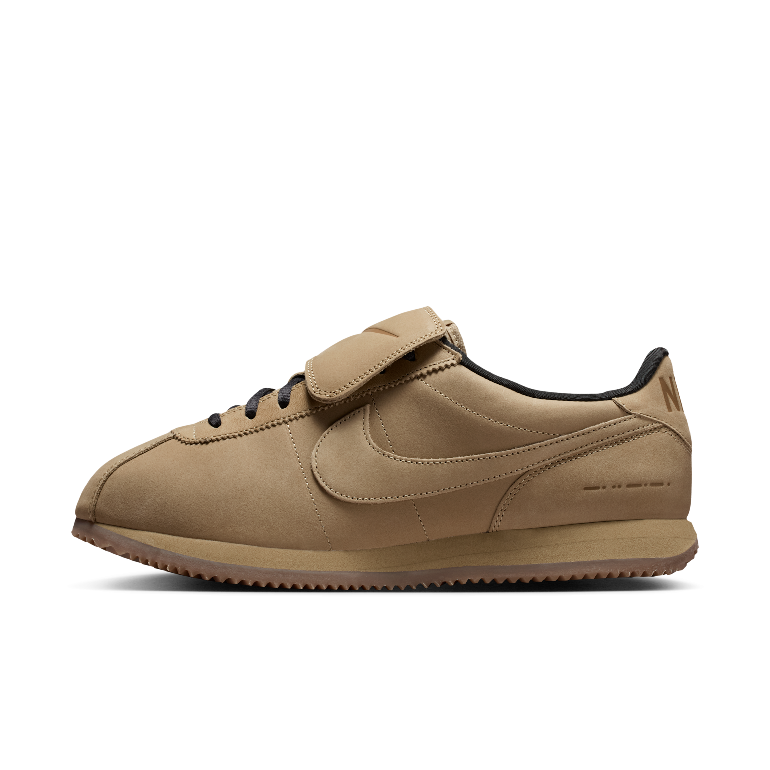 nike beige with gold swoosh suede cortez se trainers