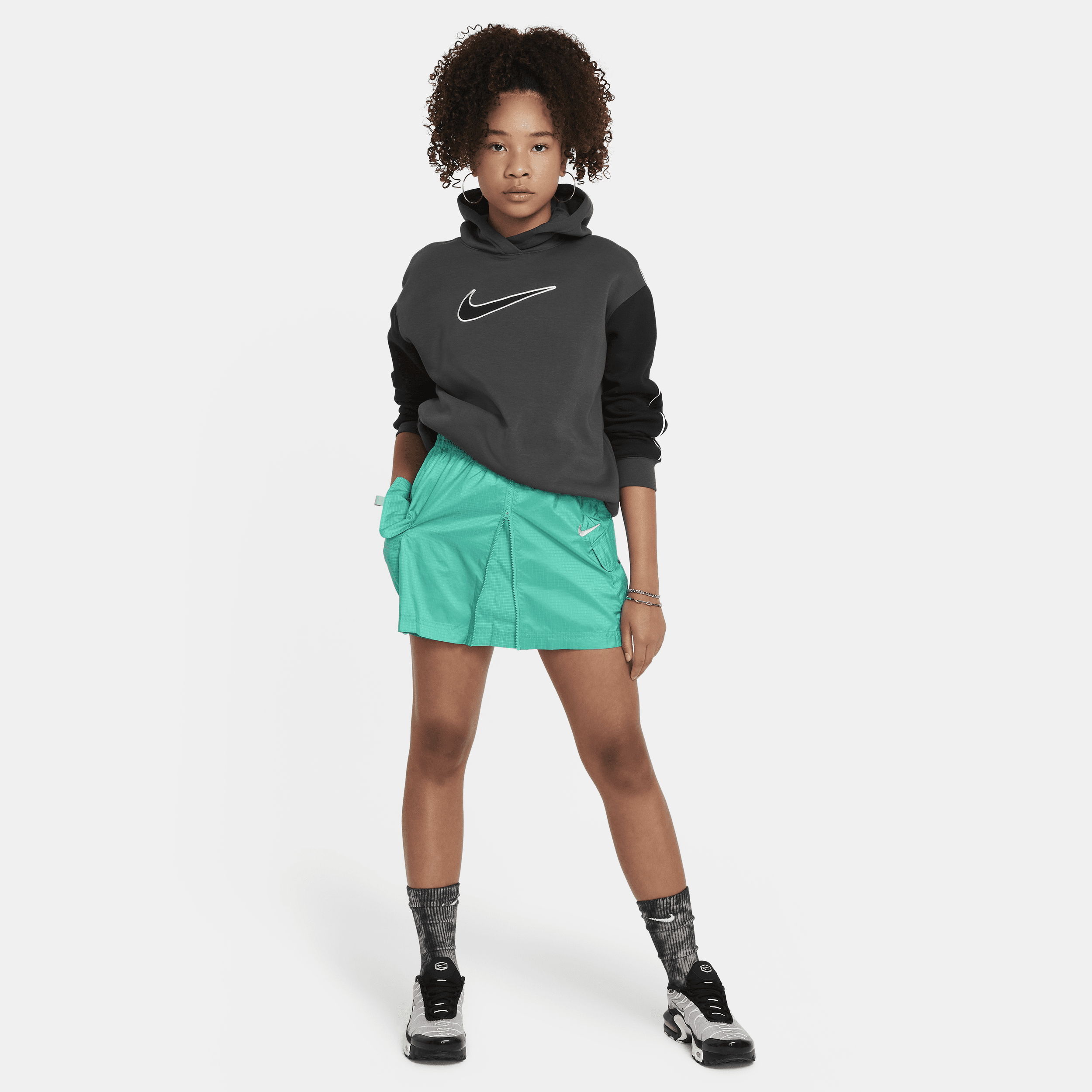 Nike Sportswear oversized fleecehoodie voor meisjes Grijs