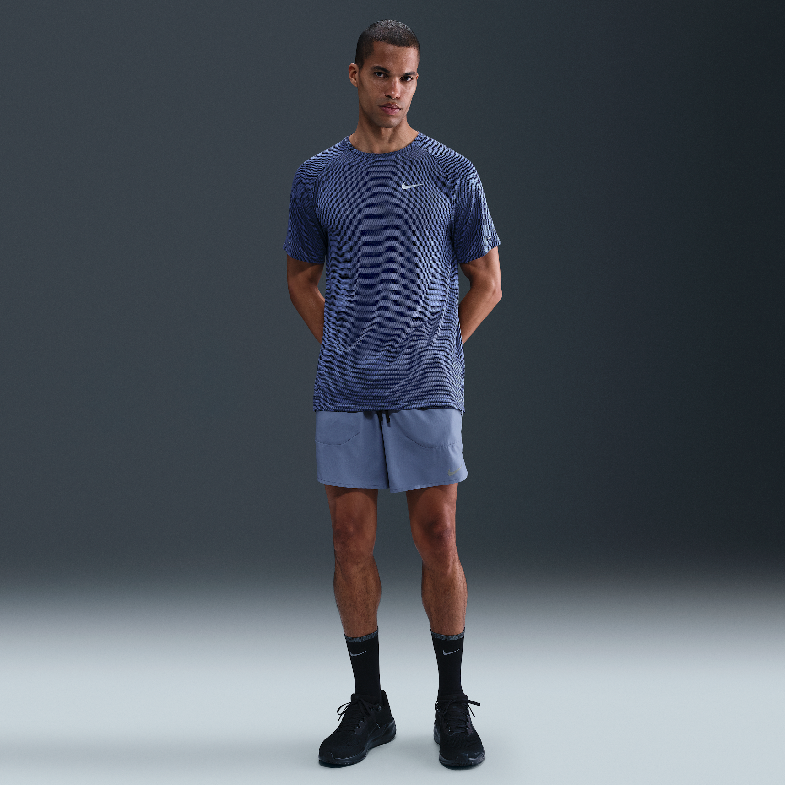 Nike Stride Dri-FIT hardloopshorts met binnenbroek voor heren (18 cm) - Blauw