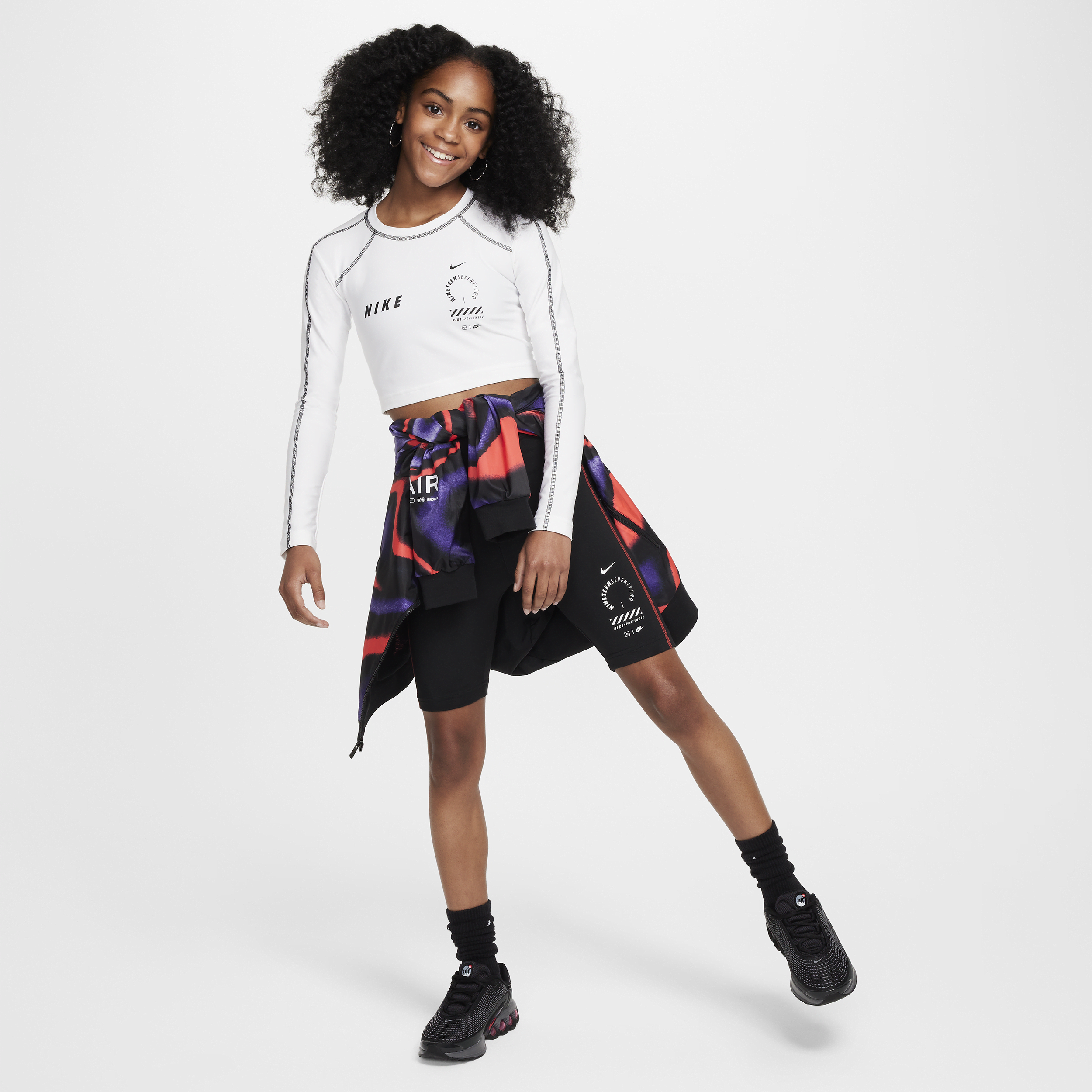 Nike Sportswear croptop met lange mouwen voor meisjes Wit