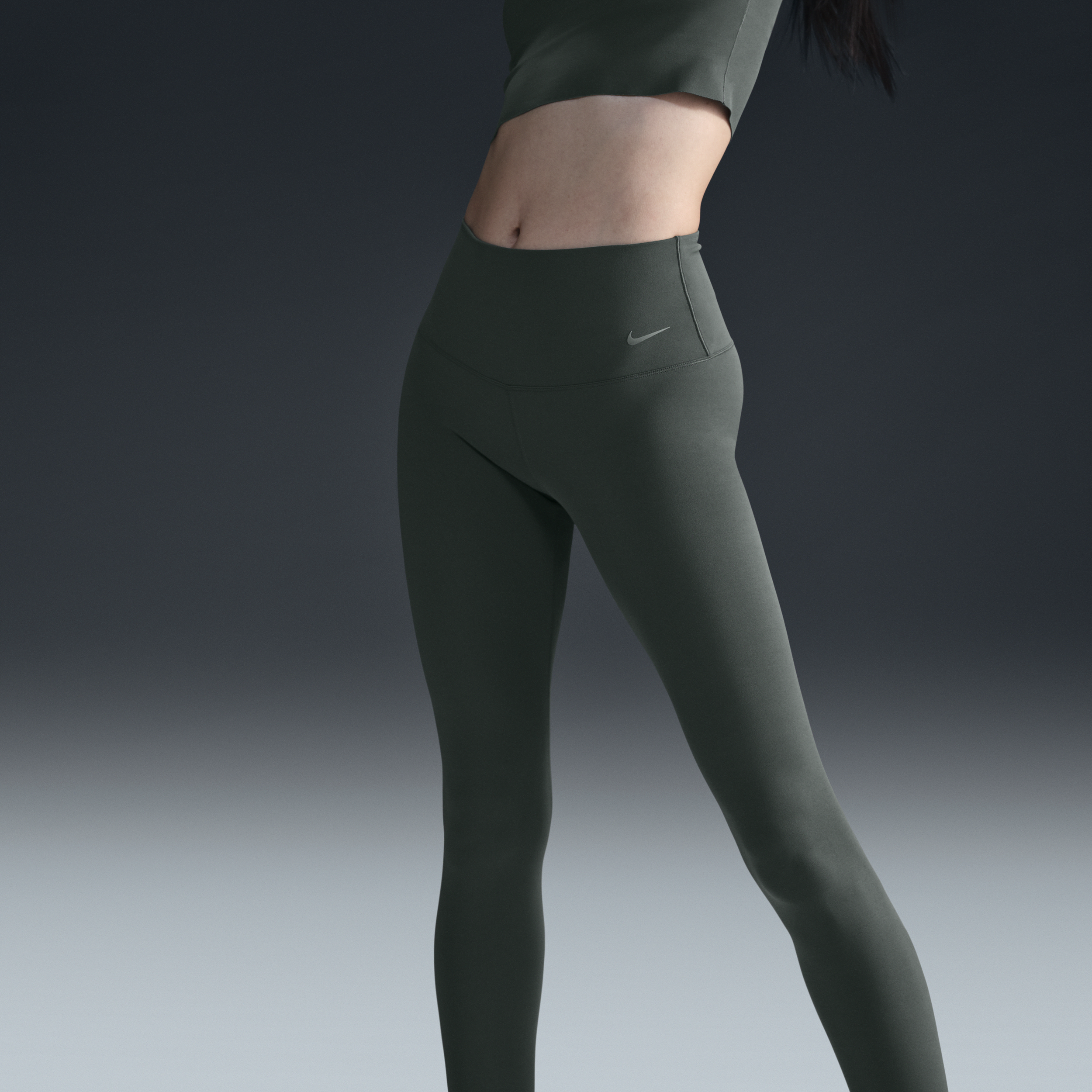 Legging taille haute à maintien léger et coupe longue Nike Zenvy pour femme - Vert