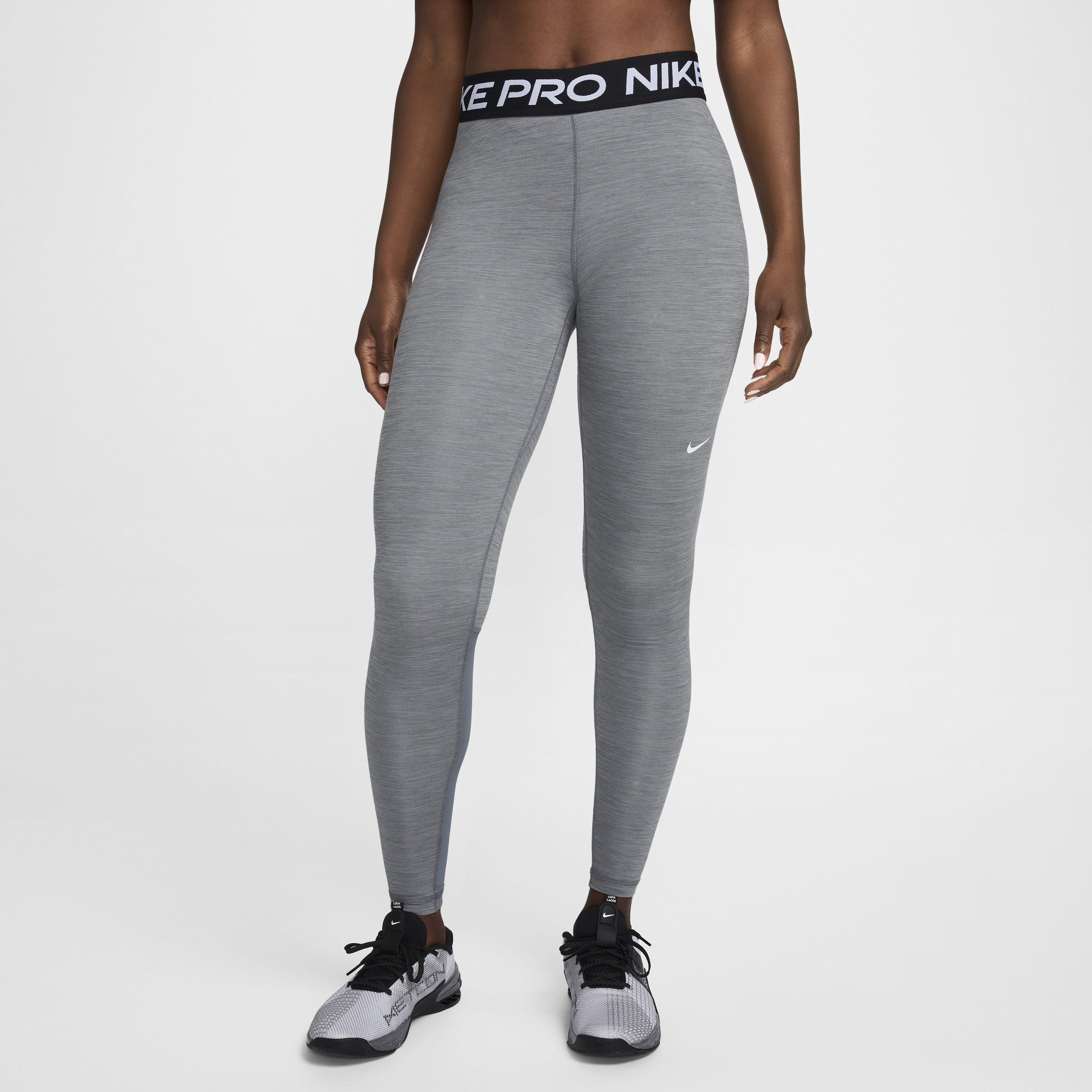 Image of Nike Pro Legging met halfhoge taille en mesh vlakken voor dames - Grijs