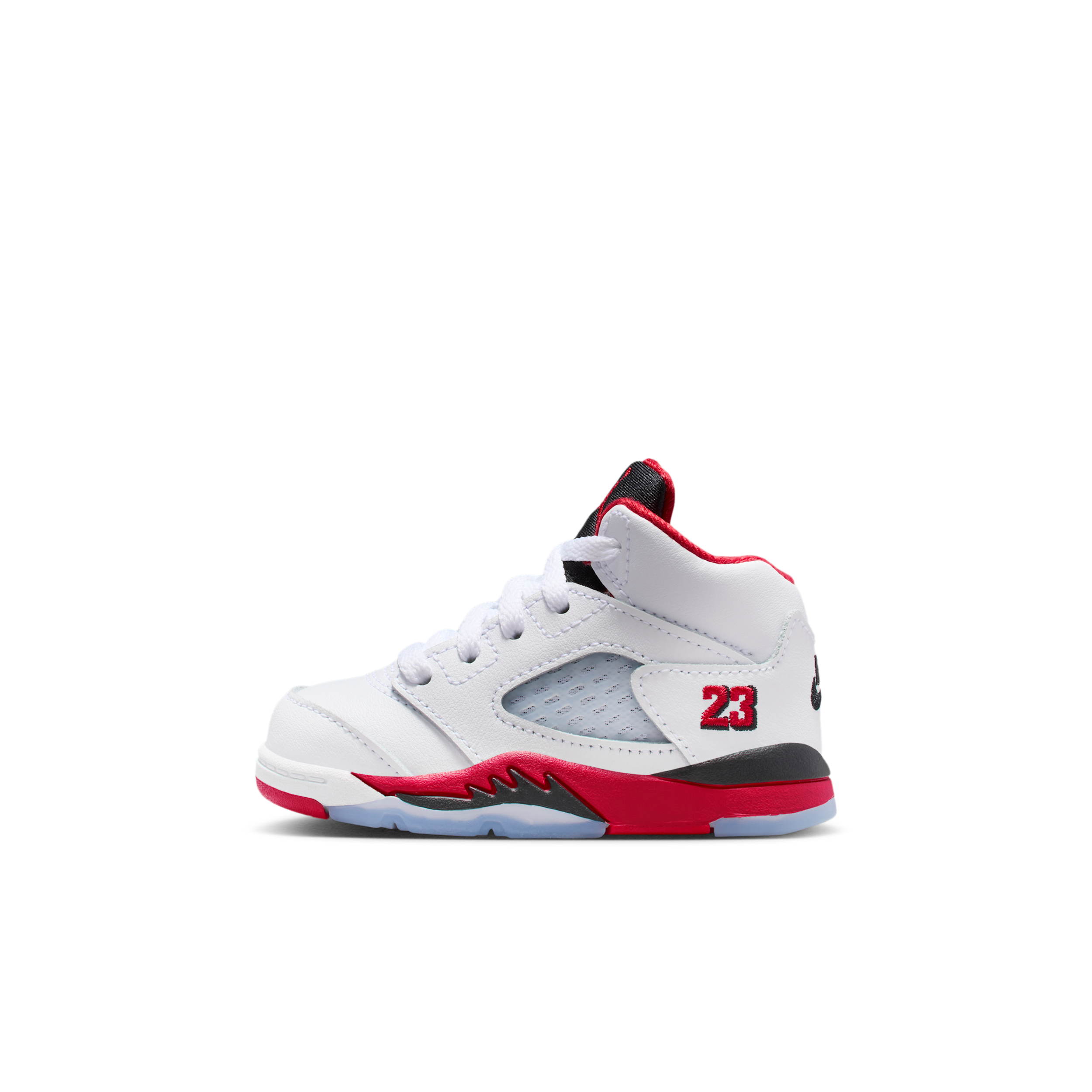 Jordan 5 Retro «Fire Red Black Tongue» sko til sped- og småbarn - Hvit - HQ7981-101