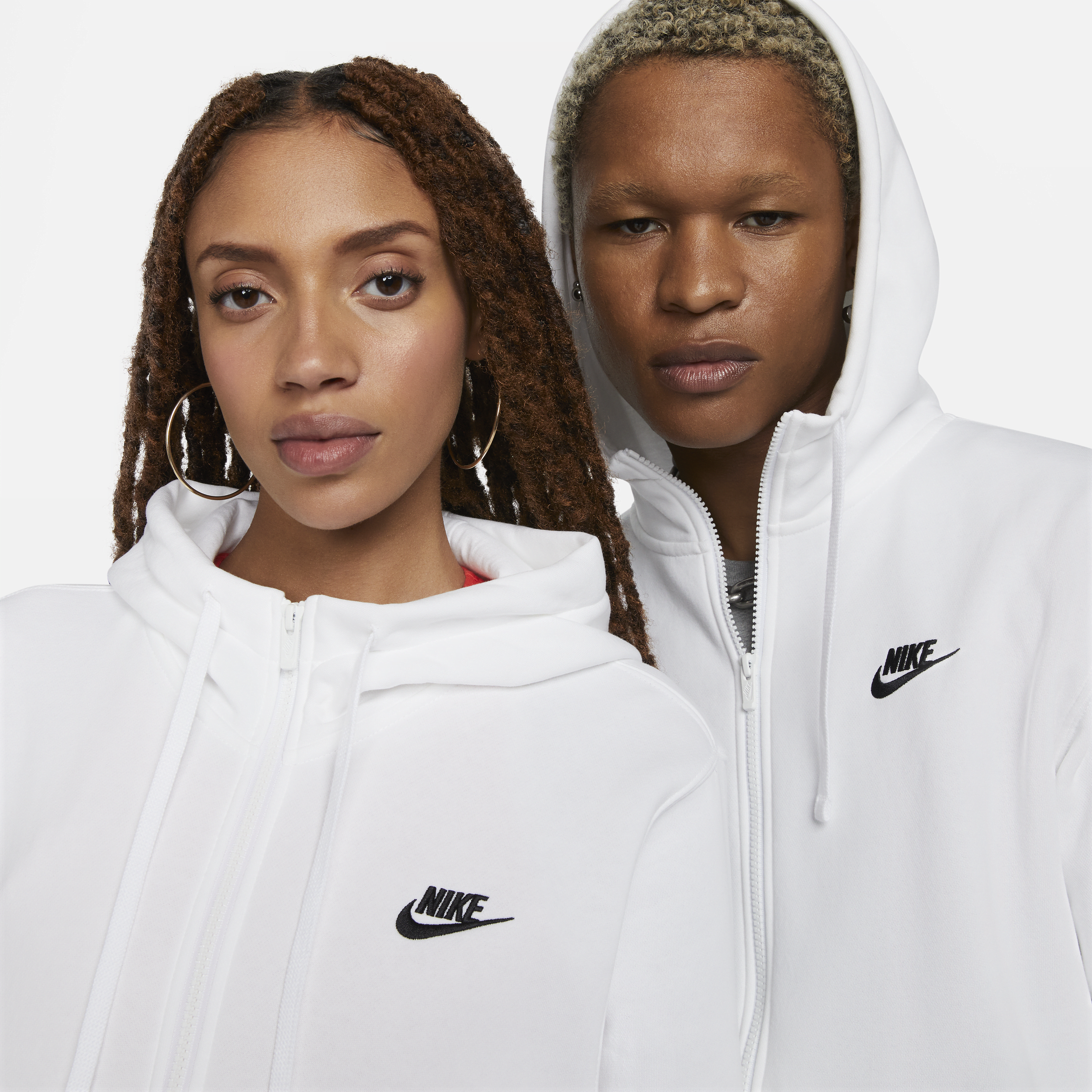 Sweat à capuche et zip Nike Sportswear Club Fleece pour Homme - Blanc