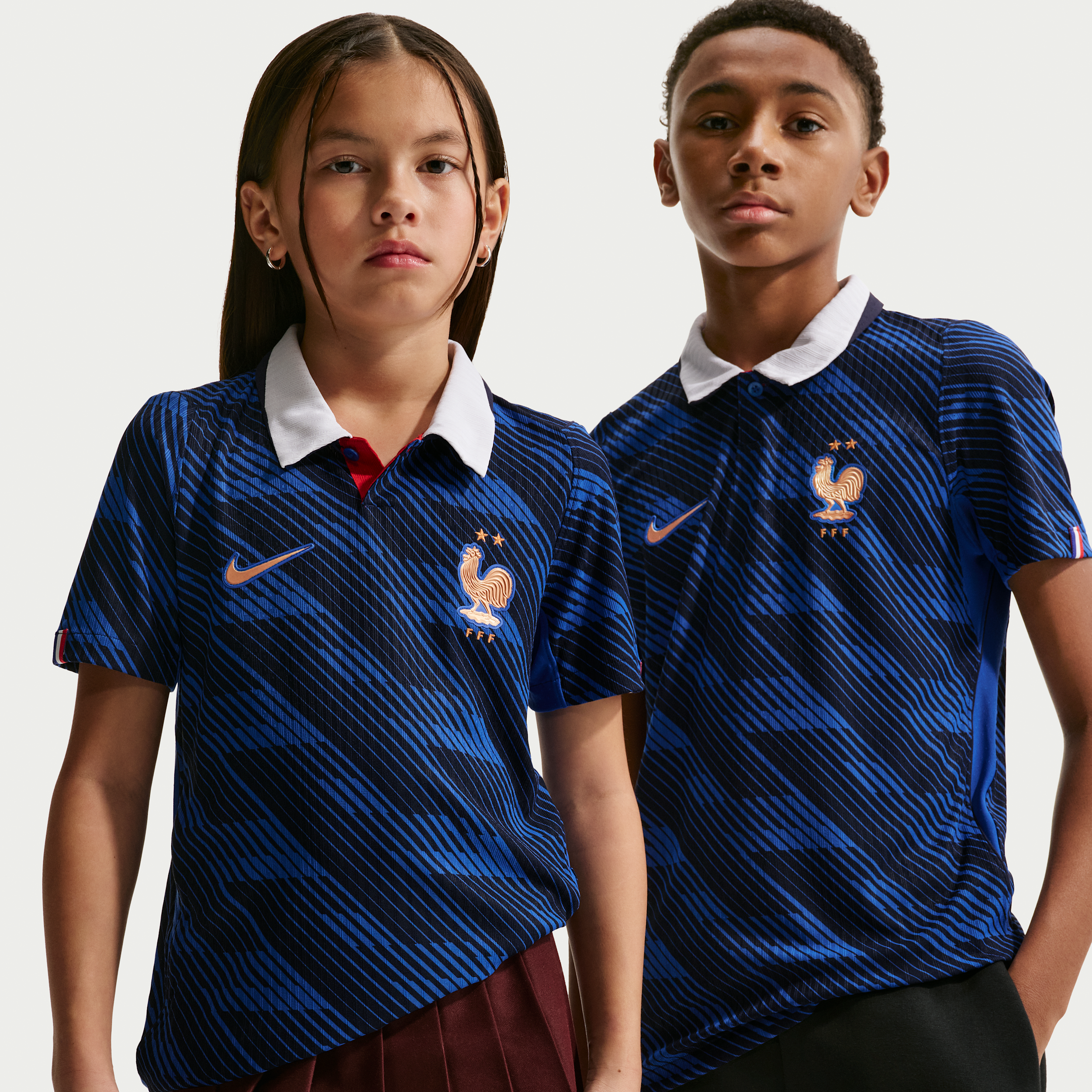 Frankrig National Team 2026 Match Home Nike Aero-FIT-fodboldtrøje til større børn - blå