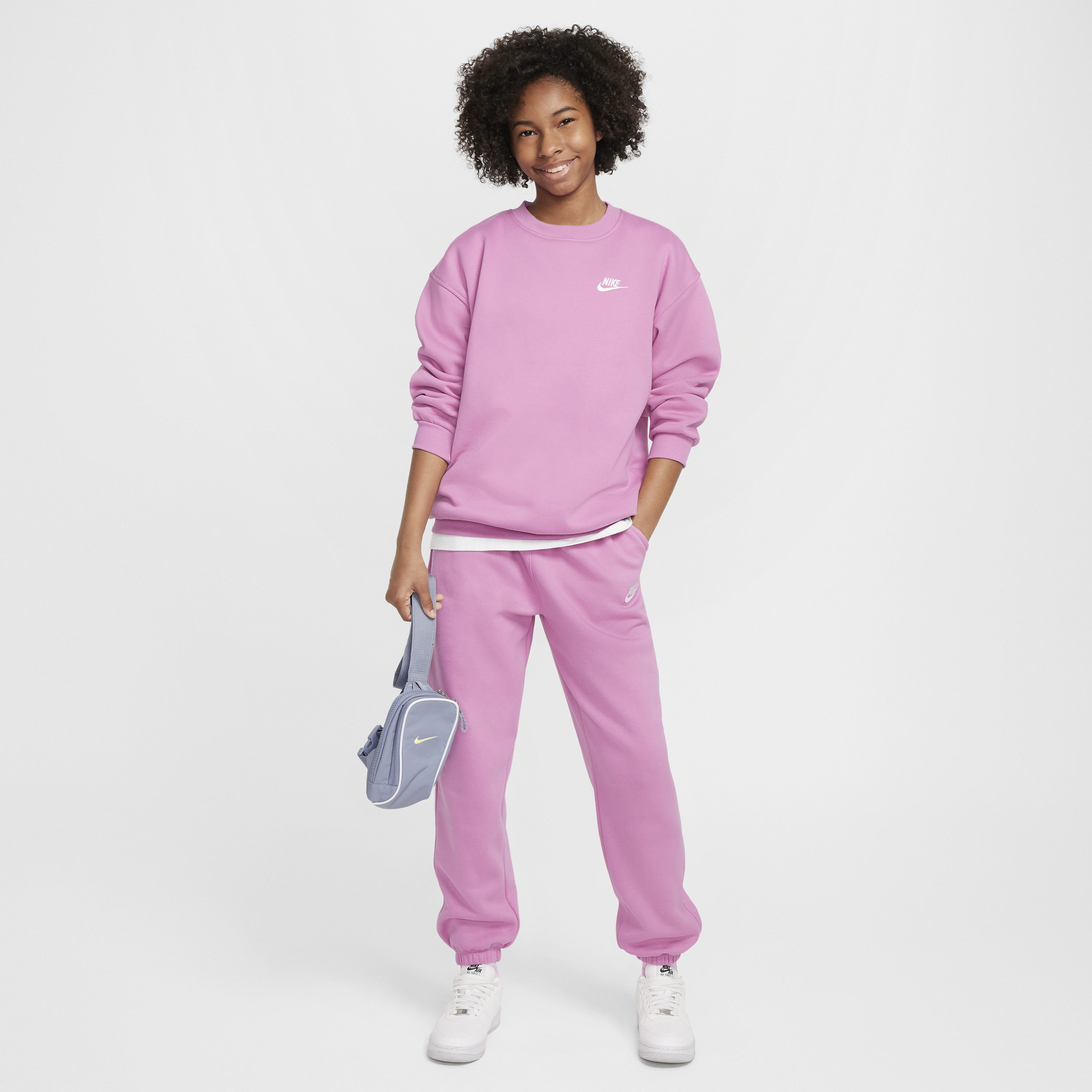 Sweat oversize Nike Sportswear Club Fleece pour ado - Rose