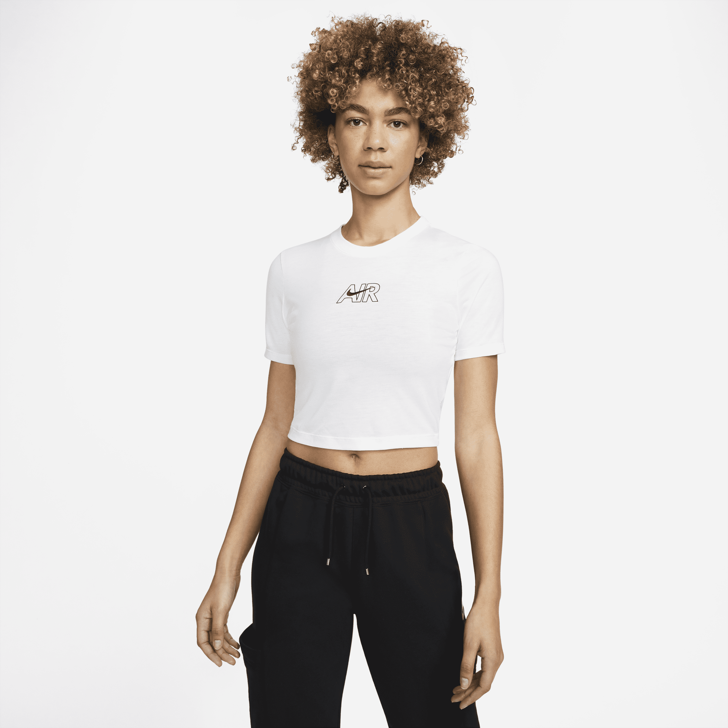 Damska koszulka o skróconym kroju Nike Air - Biel