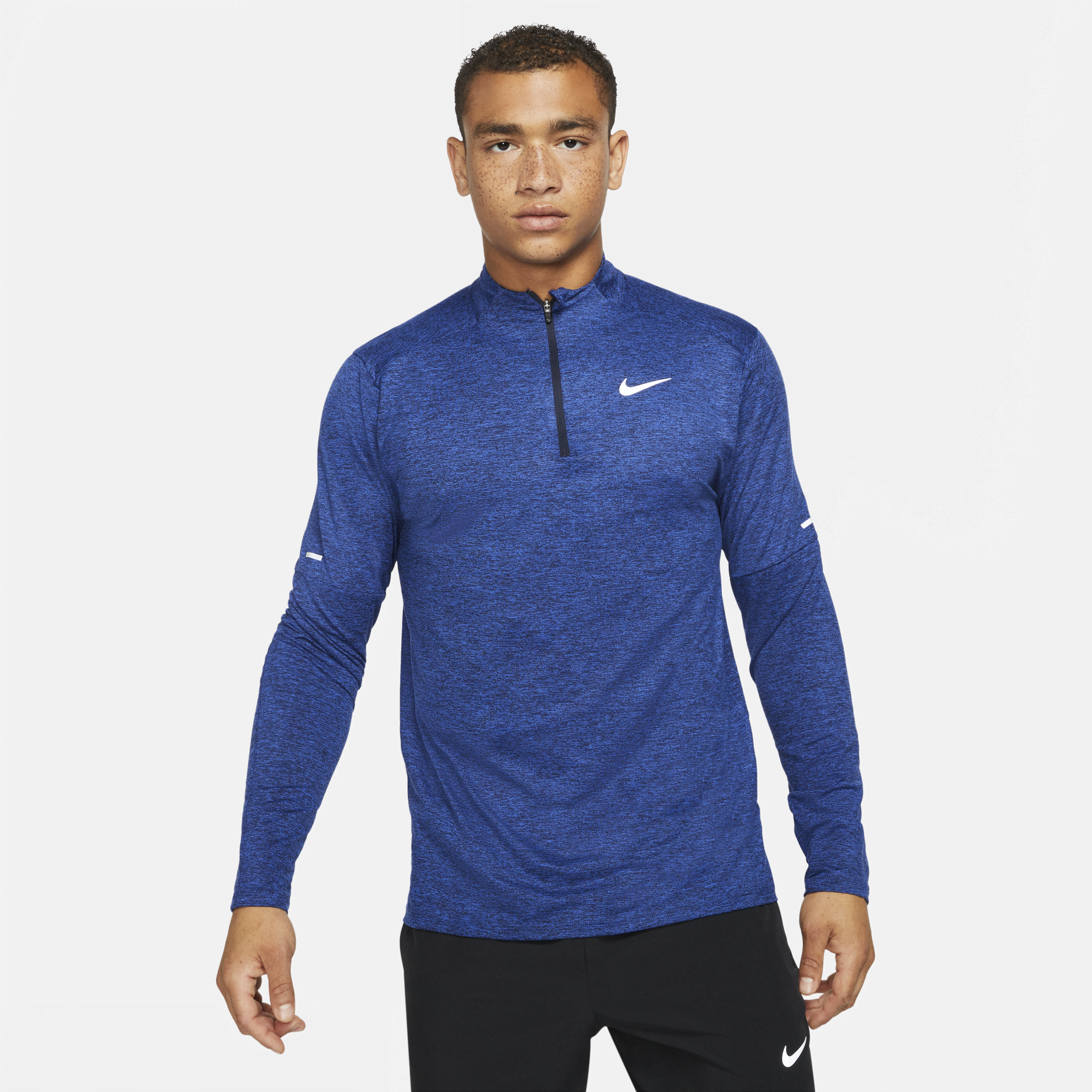 Image of Nike Dri-FIT hardlooptop met halflange rits voor heren - Blauw