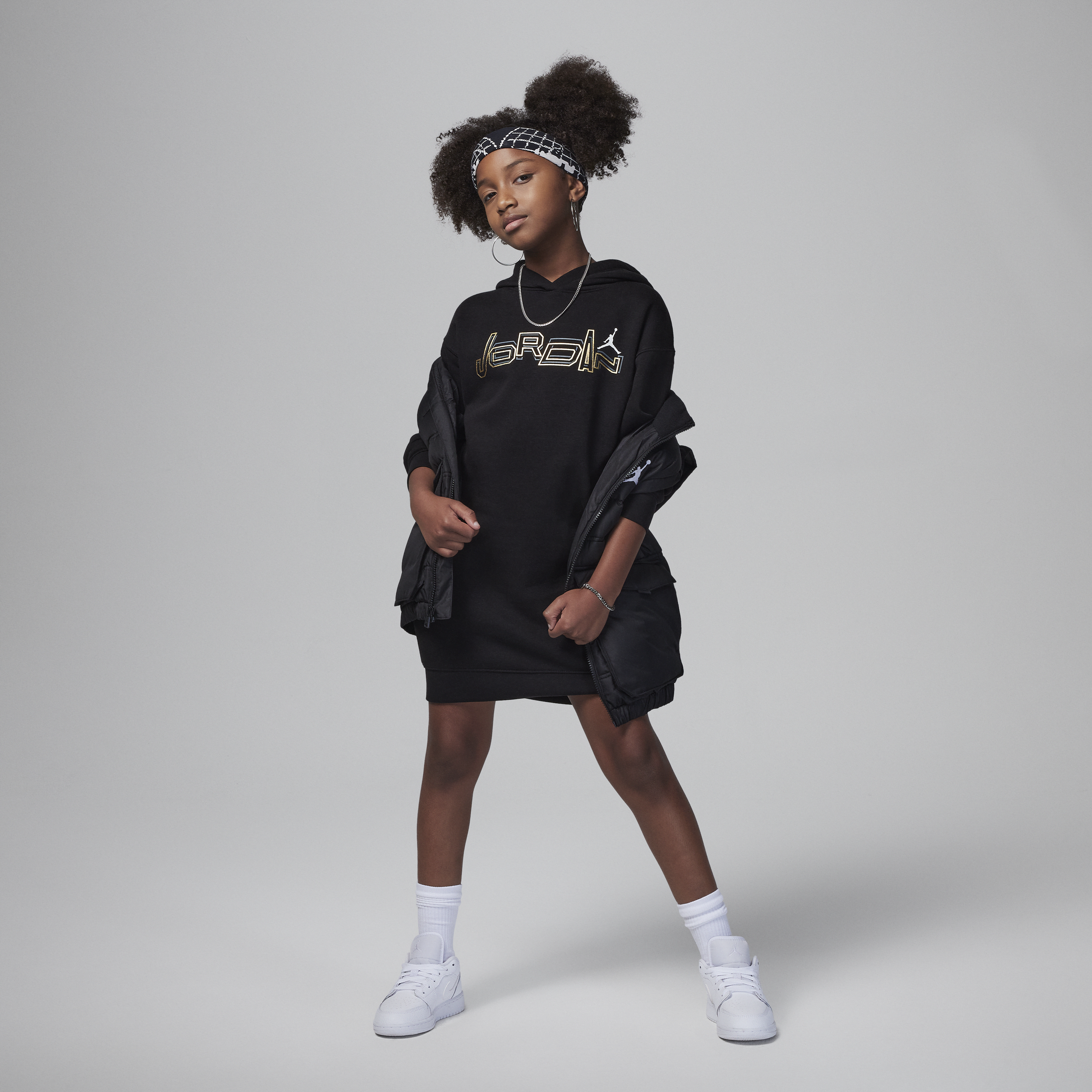 Jordan 'Take Flight' Shine Pullover kinderjurk Zwart