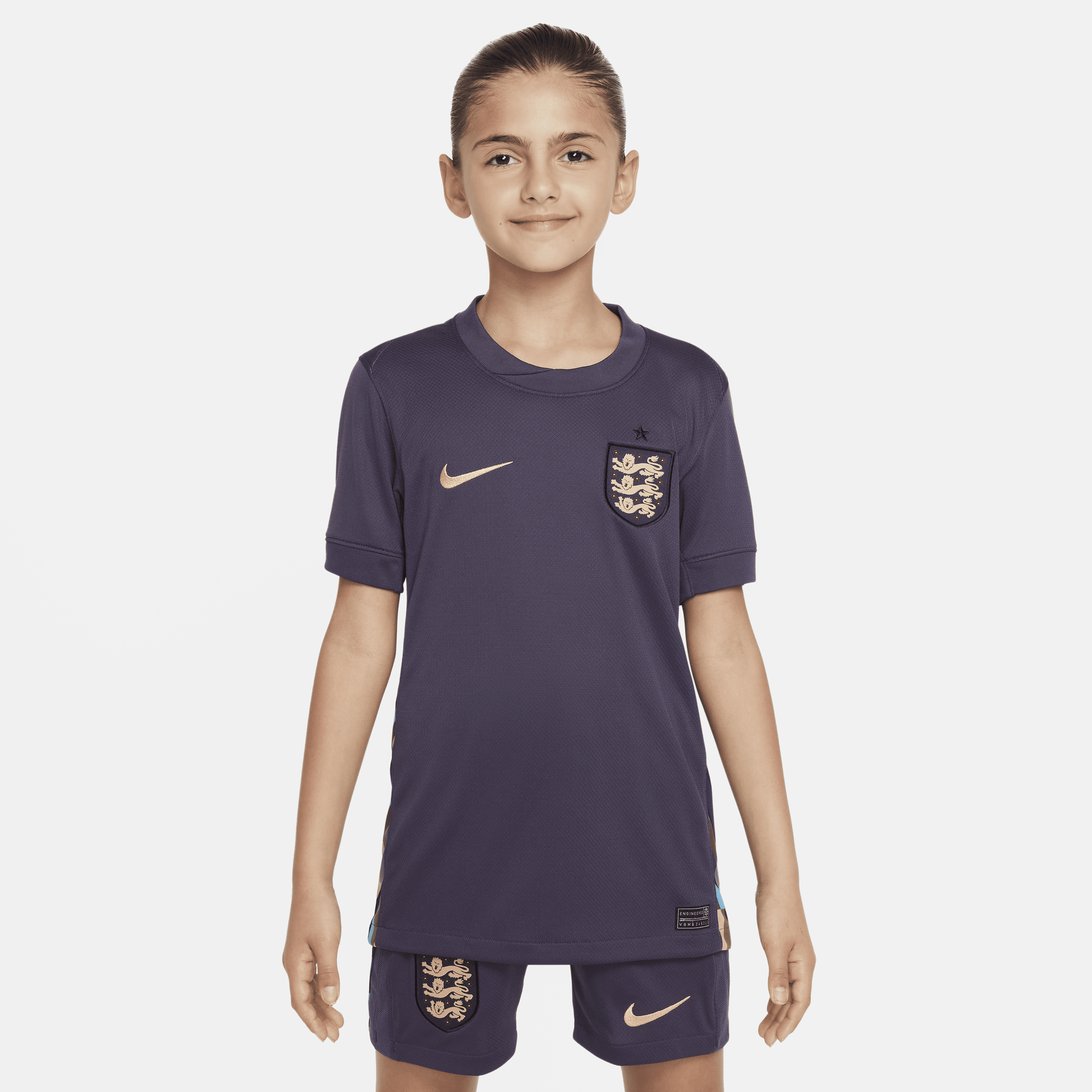 Nike Engeland (herenelftal) 2024 25 Stadium Uit Dri-FIT replica voetbalshirt voor kids Paars