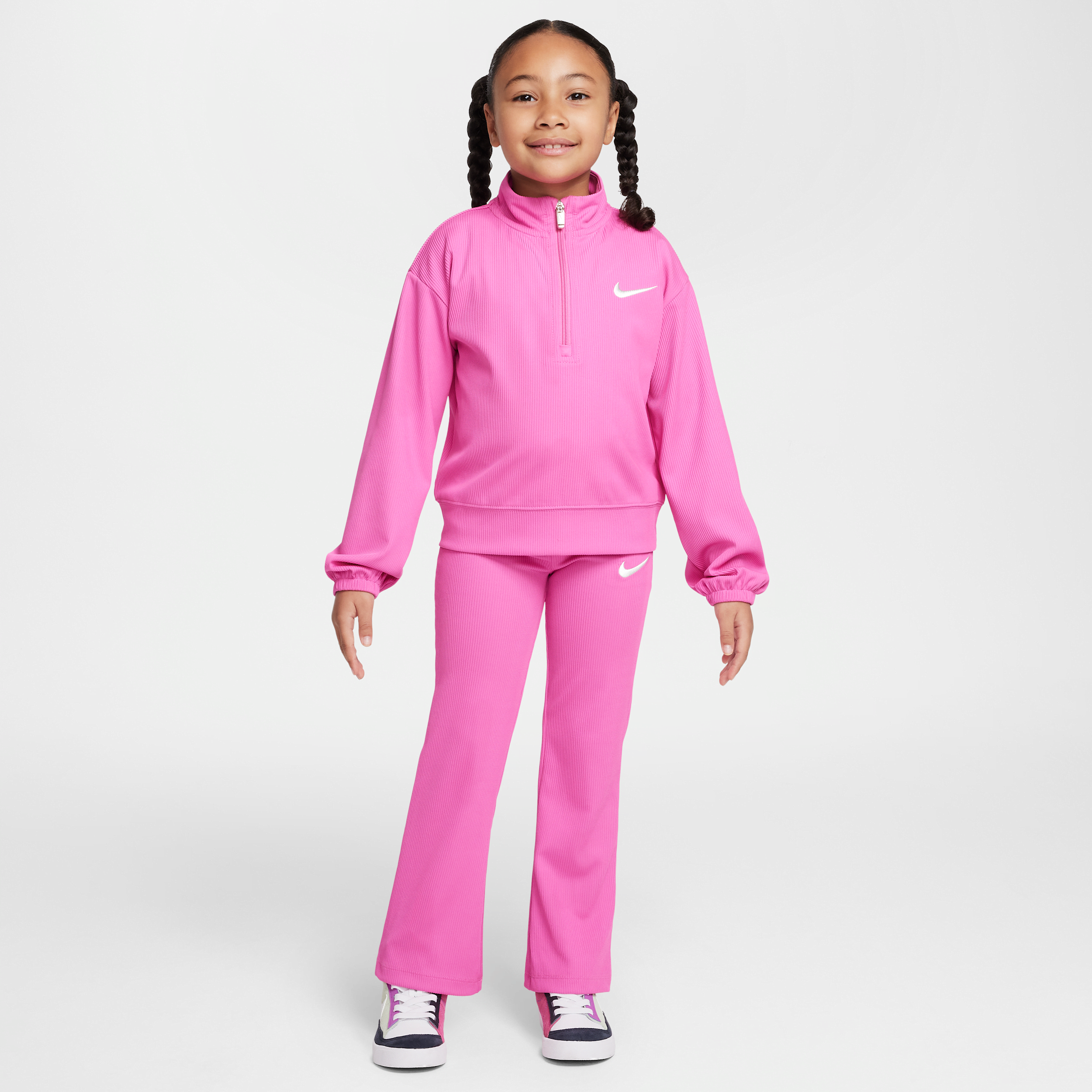 Nike Game Ensemble legging et haut côtelé à quart de zip pour enfant - Rose