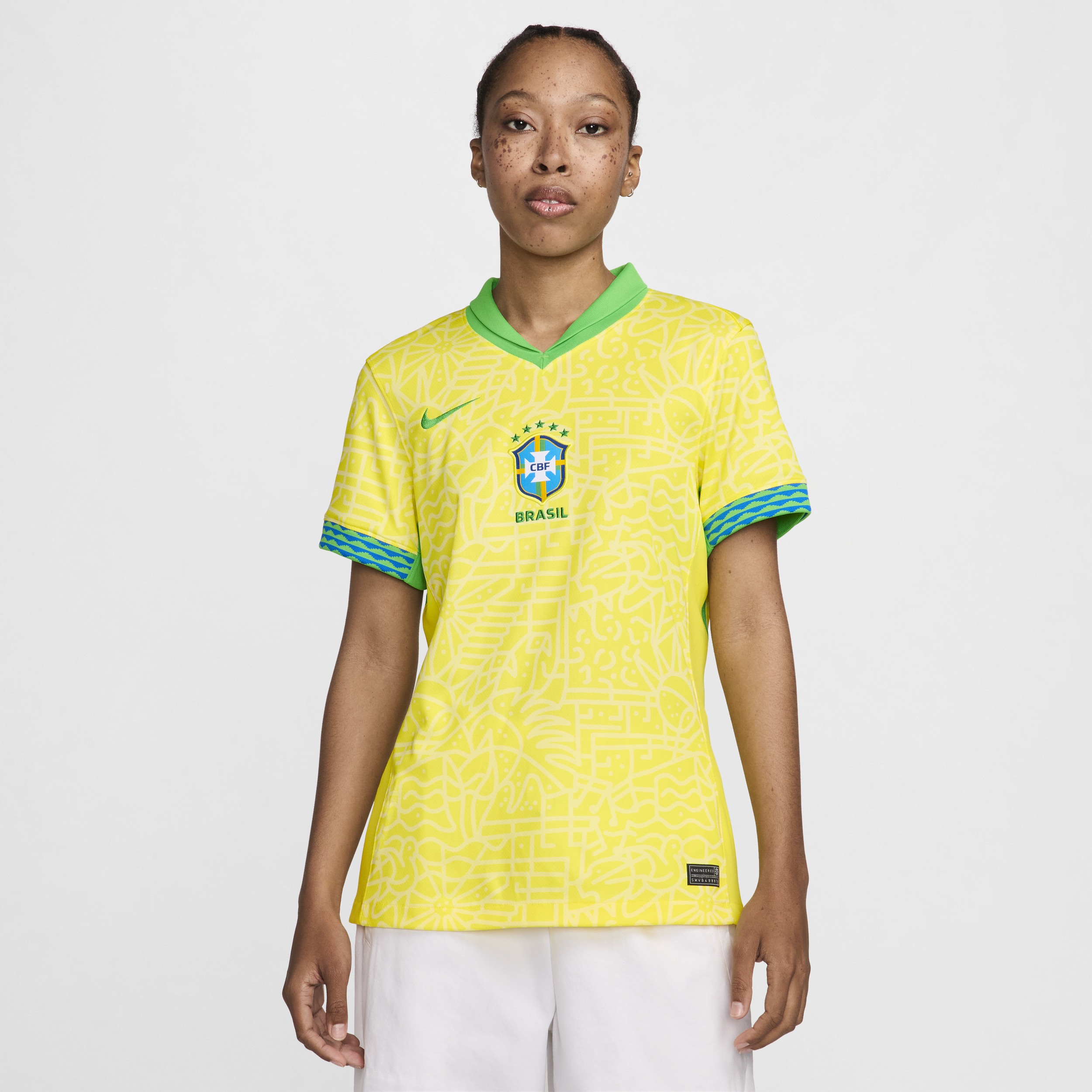 Nike Brazilië 2024 Stadium Thuis Dri-FIT replica voetbalshirt voor dames Geel