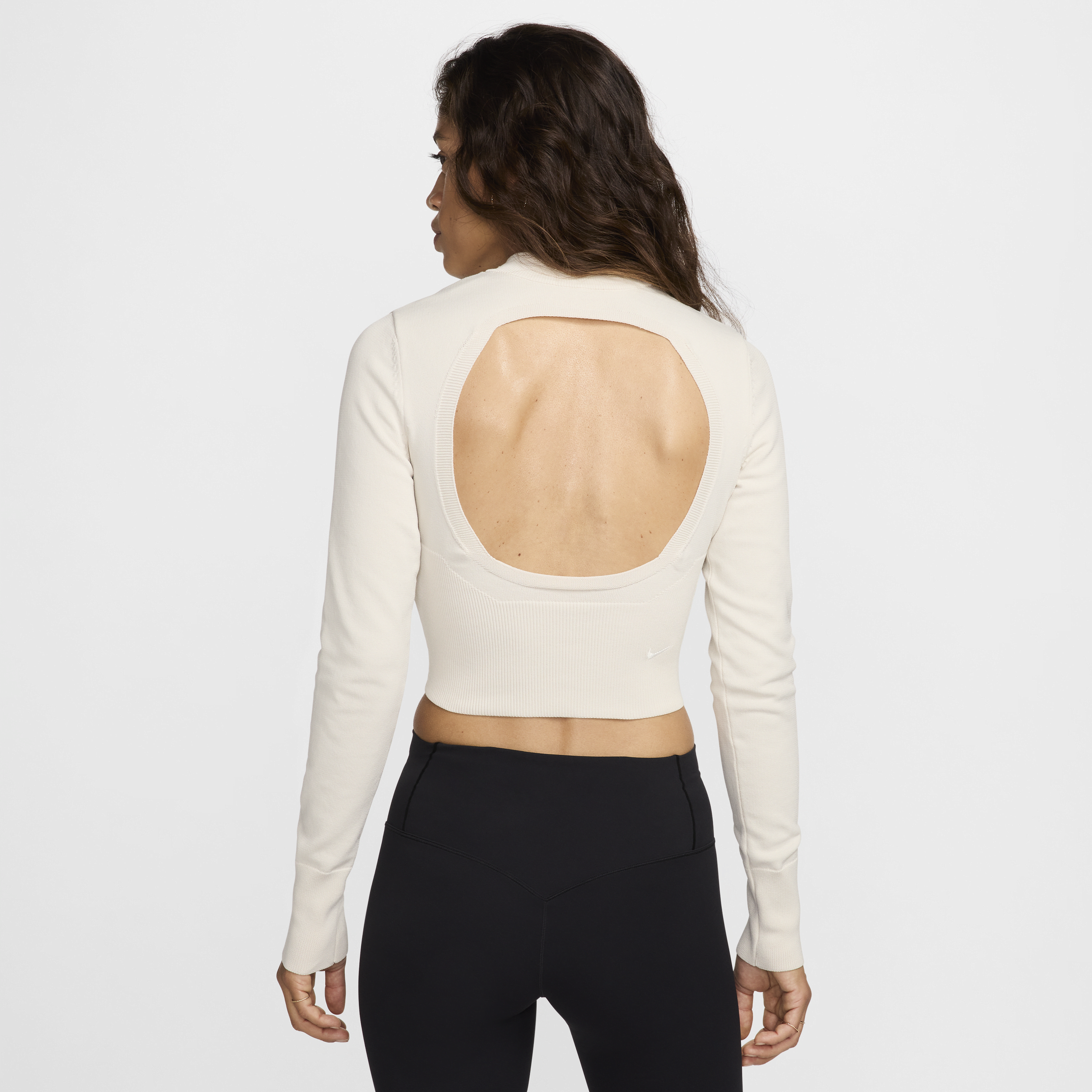 Pull slim court à demi-zip et manches longues Nike Sportswear Chill Knit pour femme - Marron