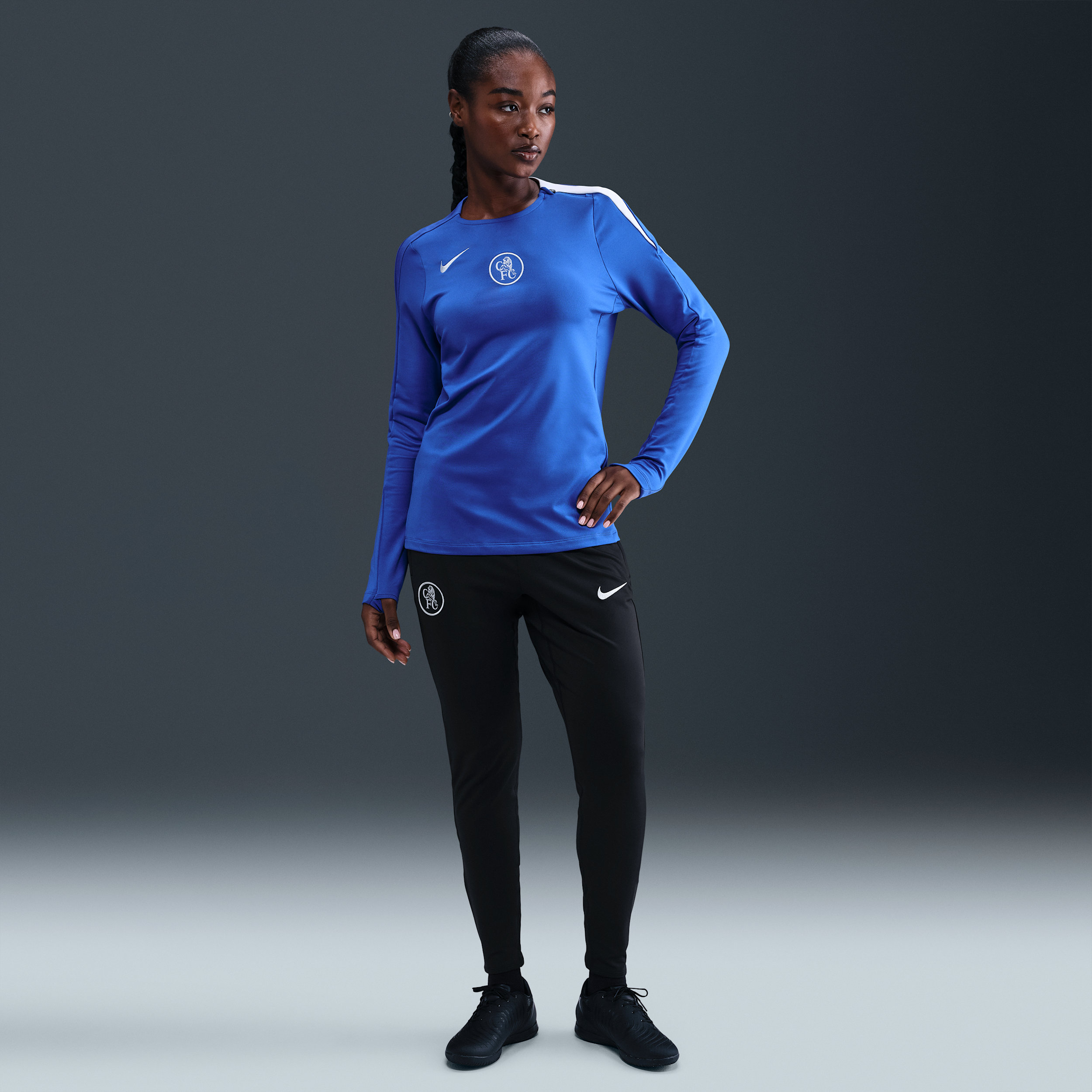 Chelsea F.C. Strike Third Womens Nike Dri-FIT Total 90 Football Knit Pants - Black - Polyester/Elastane