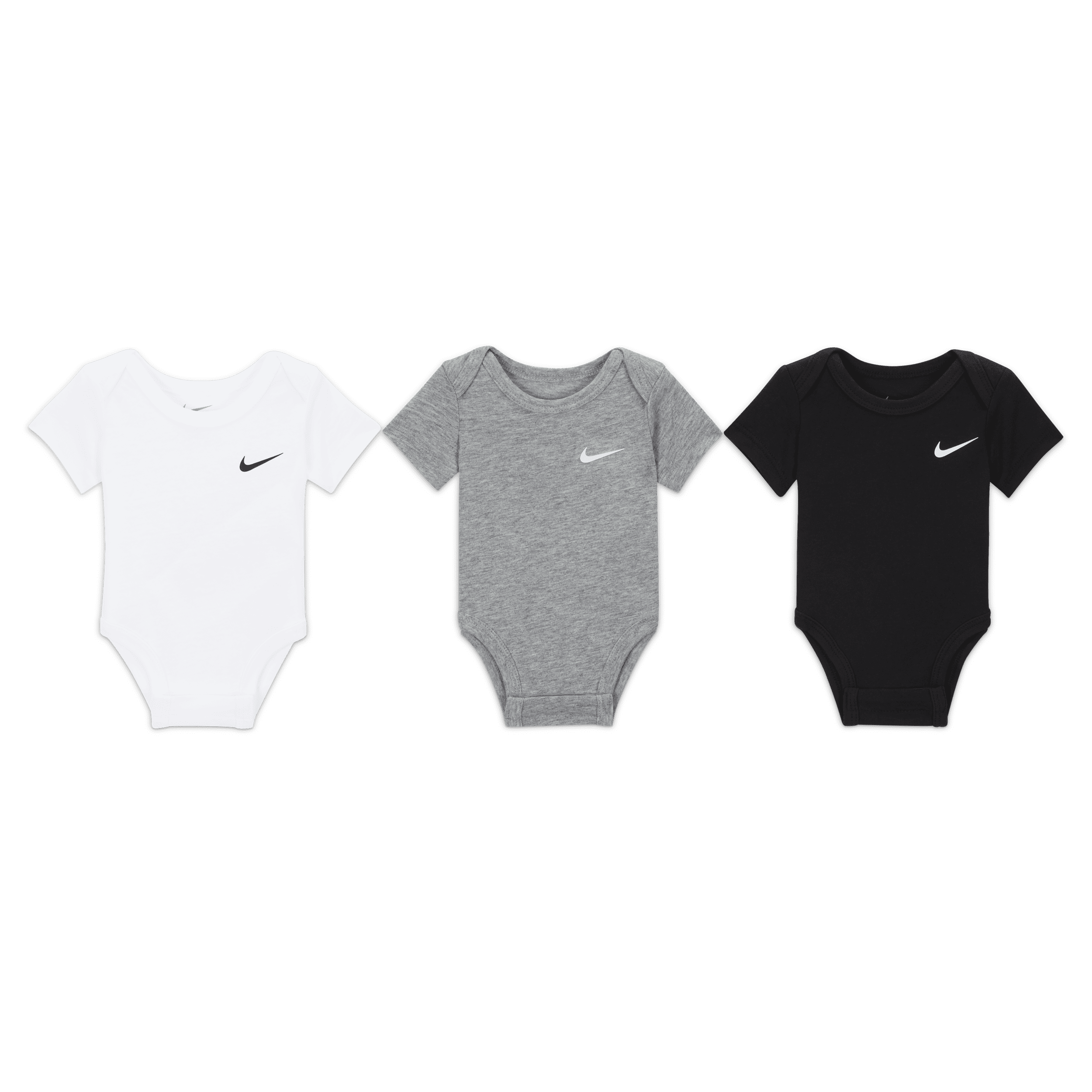 Nike Baby (0-3M) Swoosh Bodysuit (3-Pack) – Black – Cotton