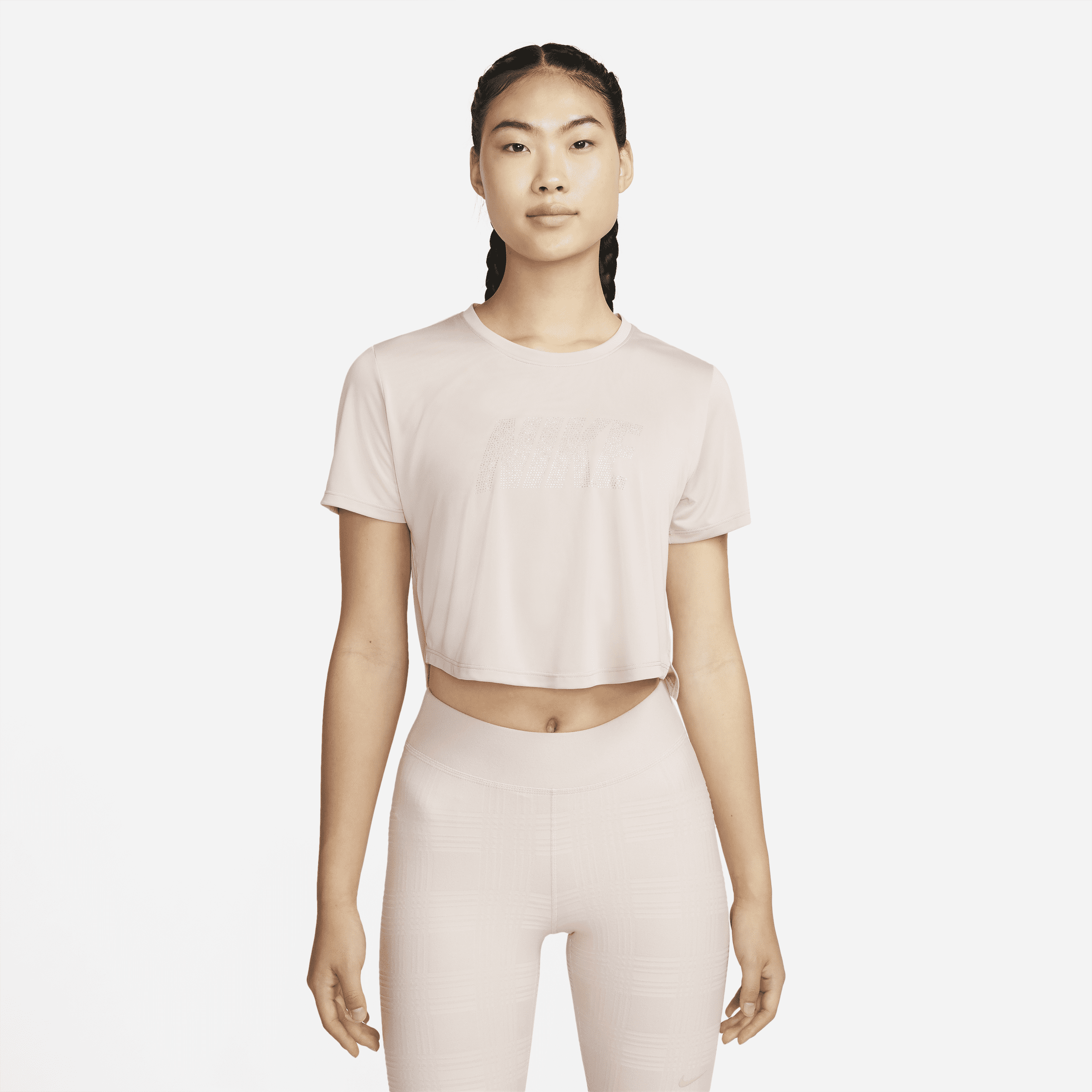 Krótka damska koszulka o standardowym kroju z grafiką i krótkim rękawem Nike Dri-FIT One - Różowy