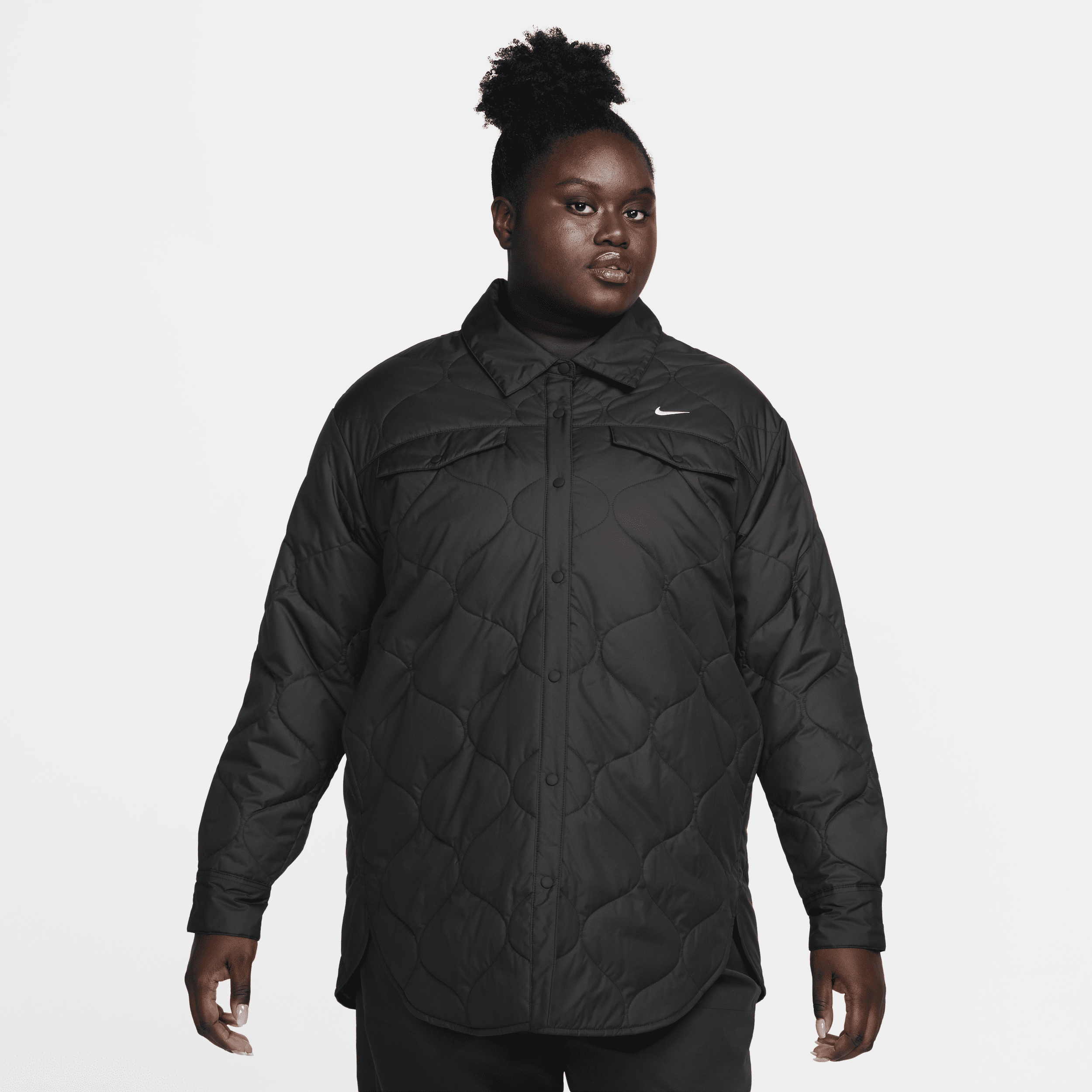 Nike Sportswear Essential gewatteerde trenchcoat voor dames (Plus Size) Zwart