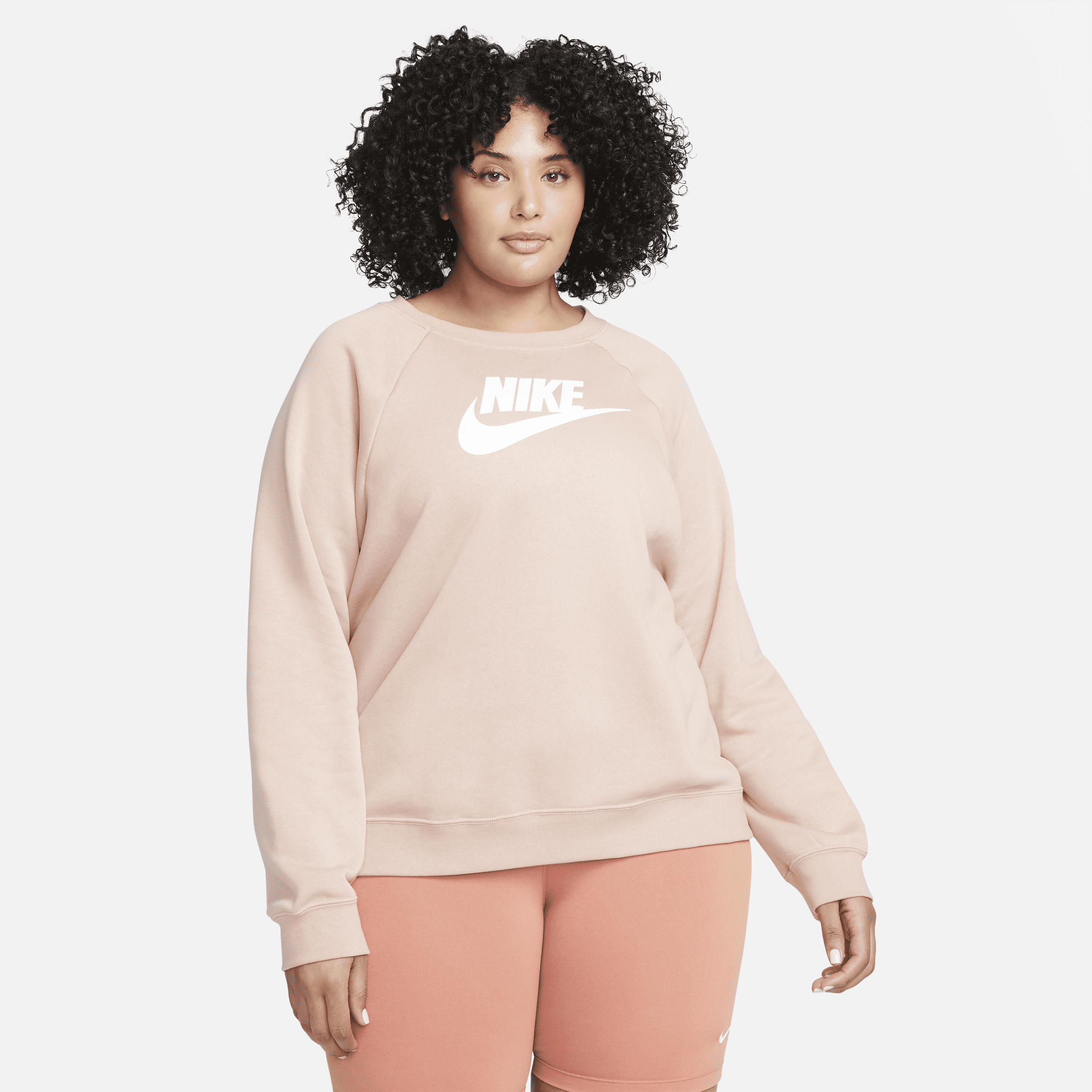 Damska bluza dresowa z dzianiny Nike Sportswear Essential (duże rozmiary) - Różowy