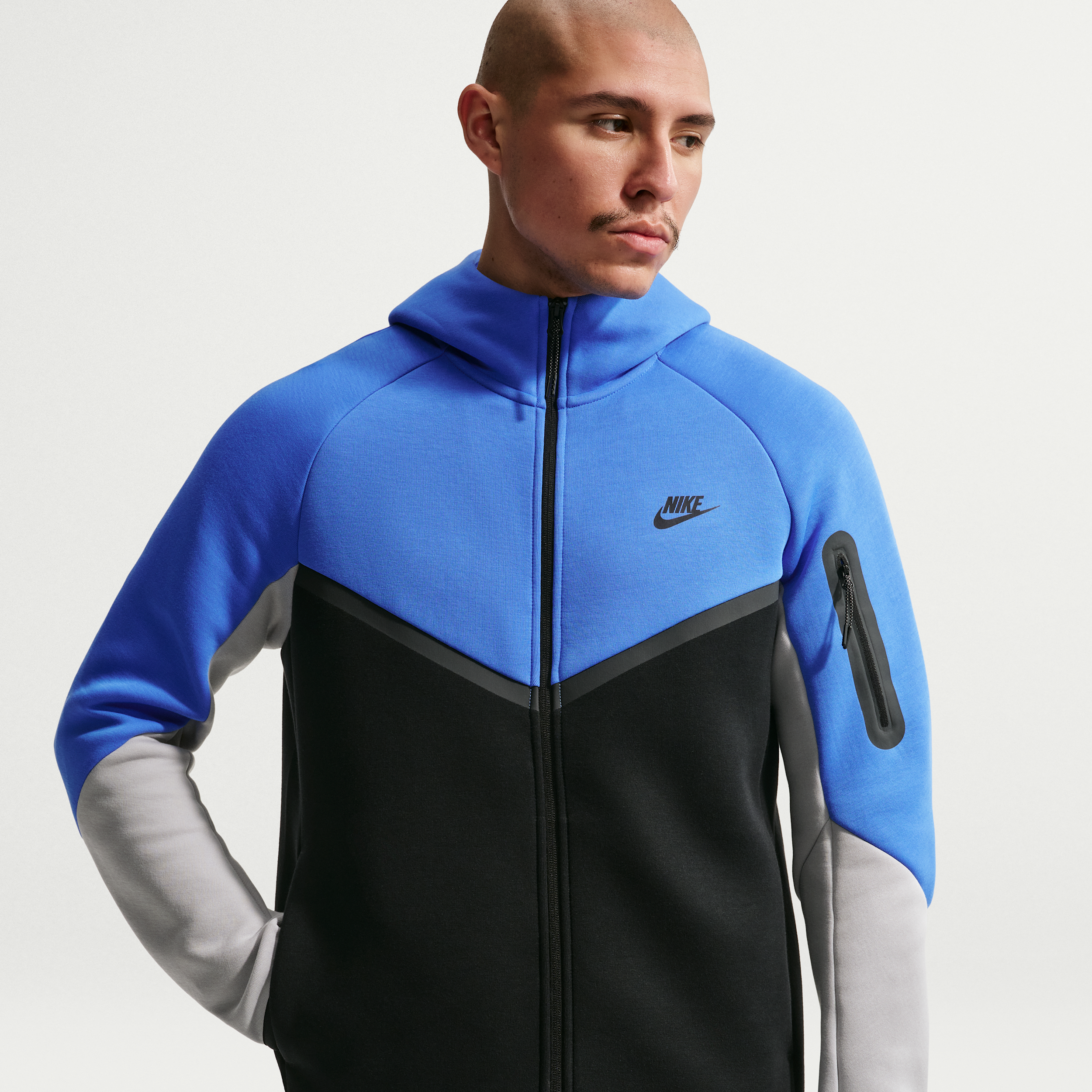 Thumbnail - Nike Tech Windrunner-Jacke aus Fleece mit durchgehendem Reißverschluss (Herren) - Blau