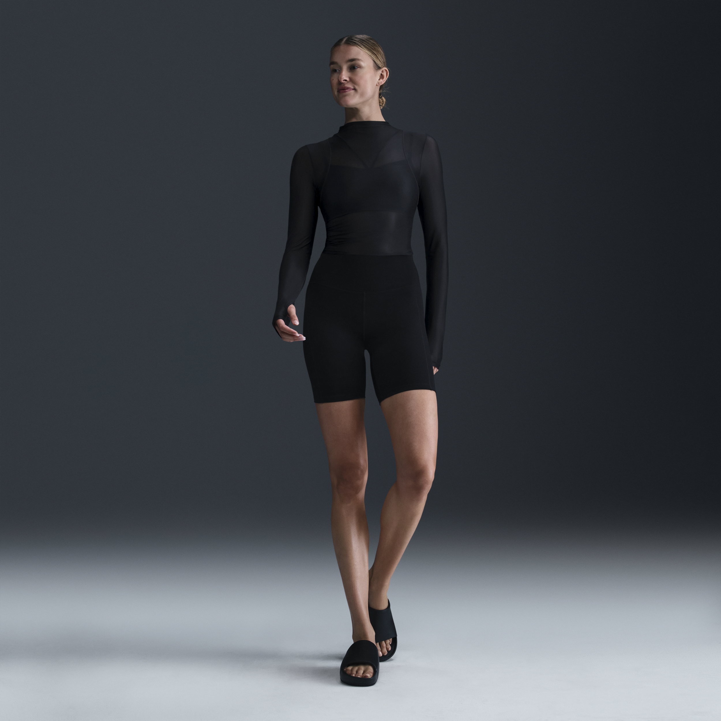 Haut à manches longues Dri-FIT Nike Zenvy Sheer pour femme - Noir